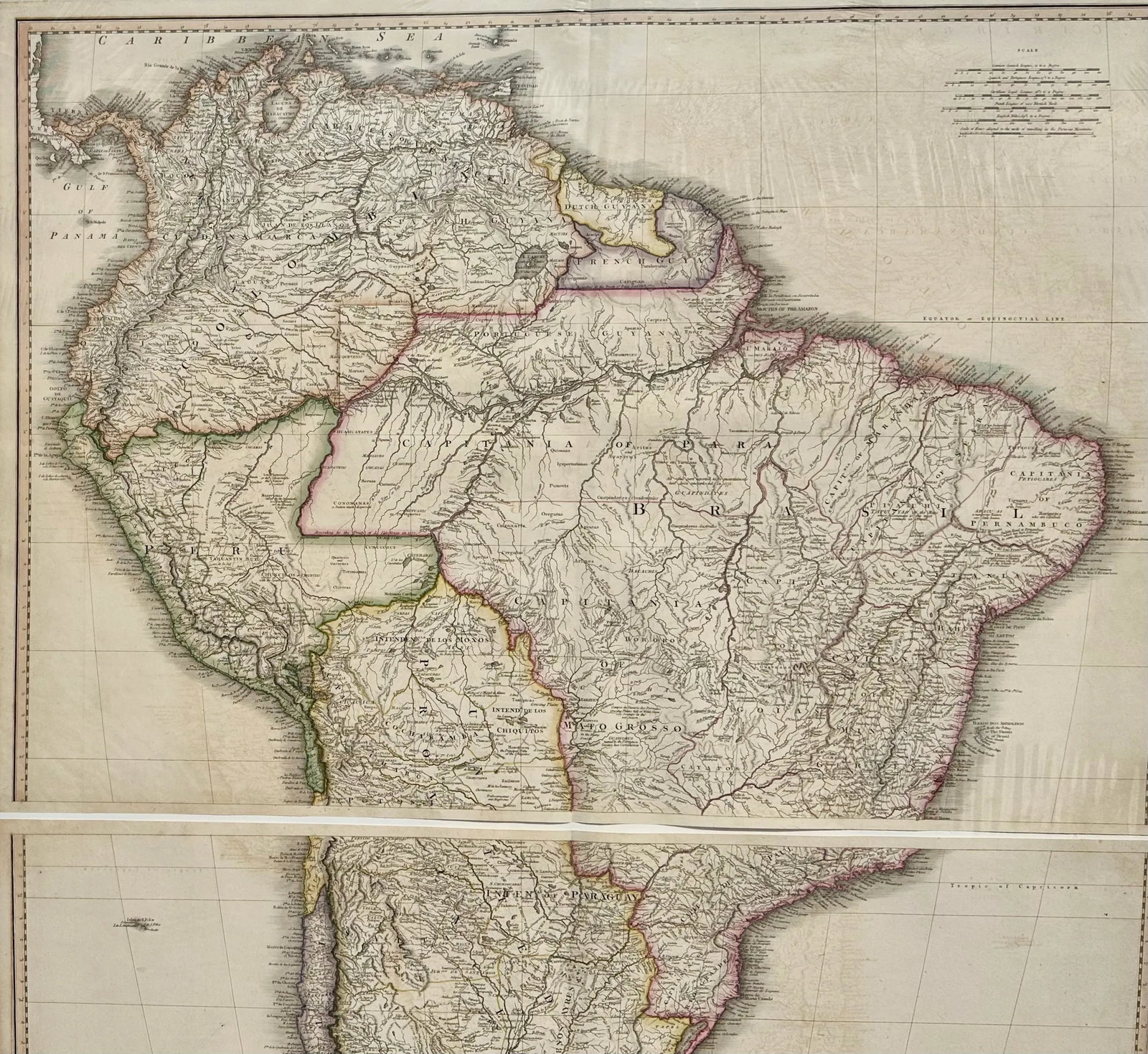 South America & Columbia Original Map by Faden 1823 - 5