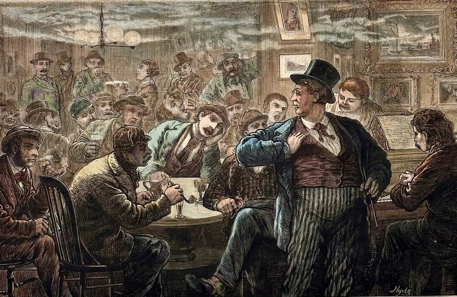 New York City on a Saturday Night, Original Engraving, 1873 - 2