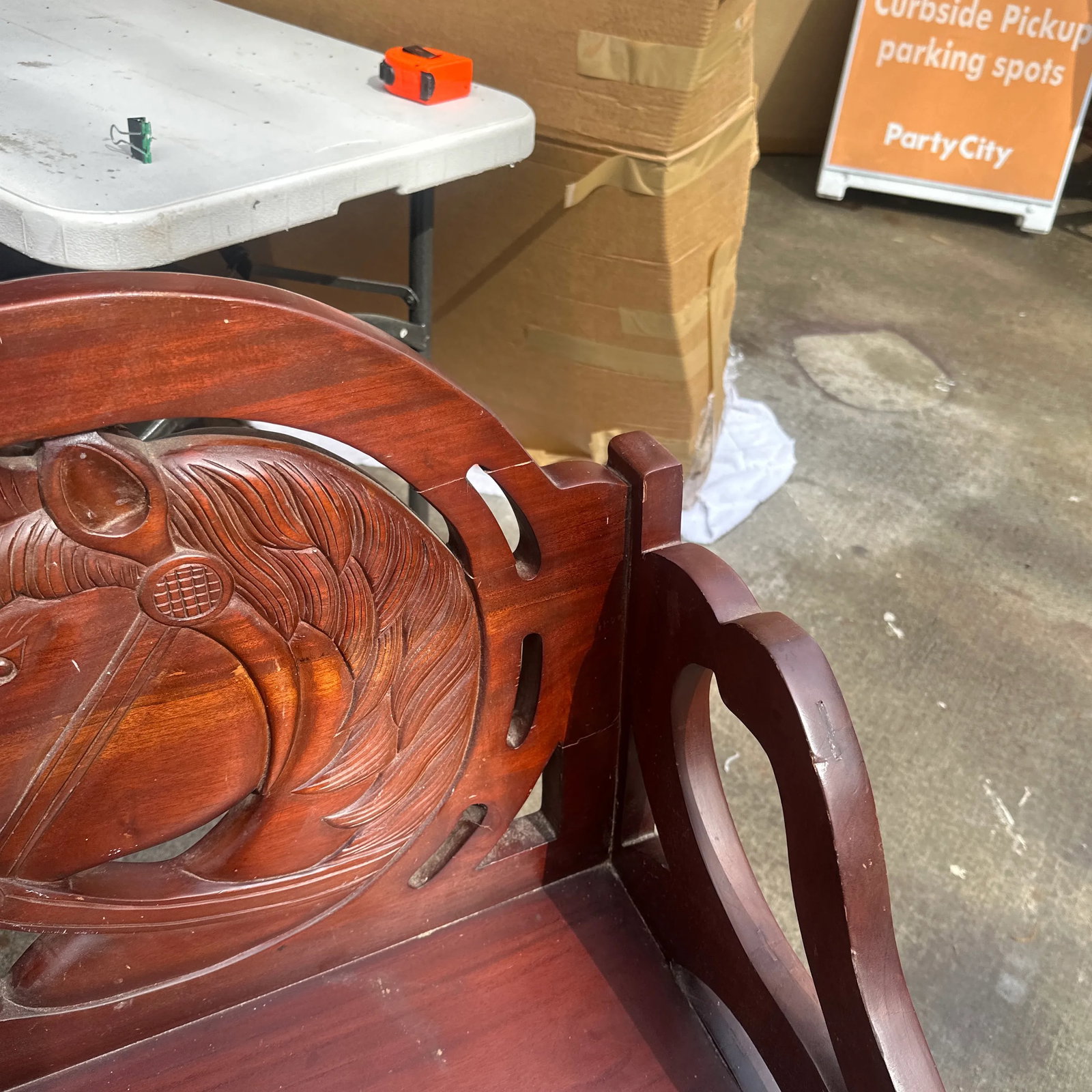 1970s Solid Mahogany Carved Horse Accent Chair - 4