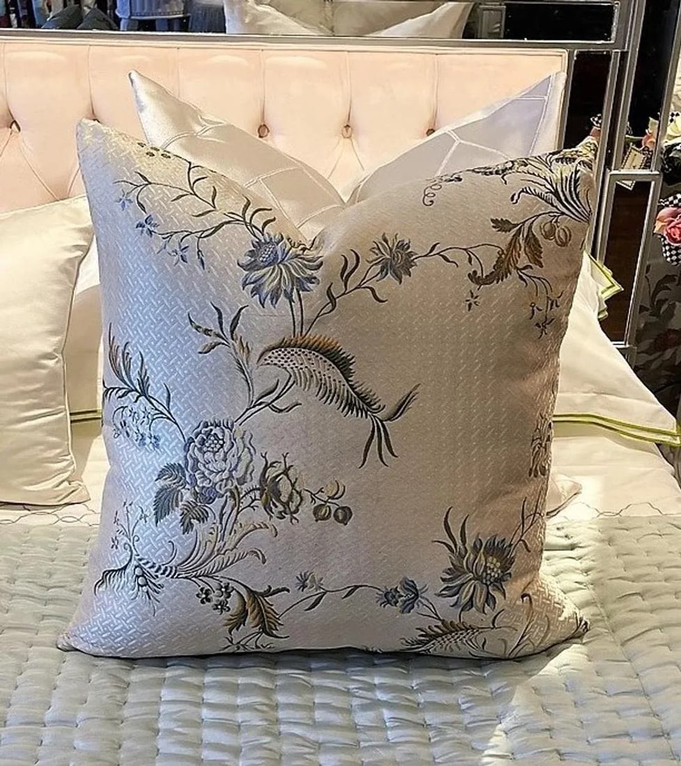 Traditional Silk Floral Throw Pillow - 4
