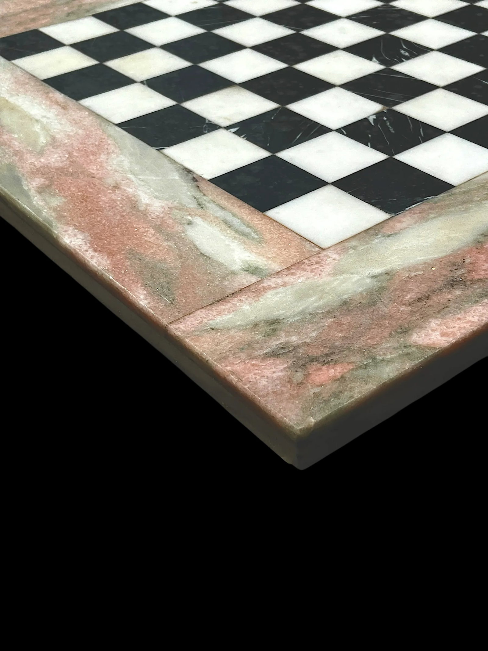 1960s Pink White and Black Marble Checkerboard Tabletop – Square - 5