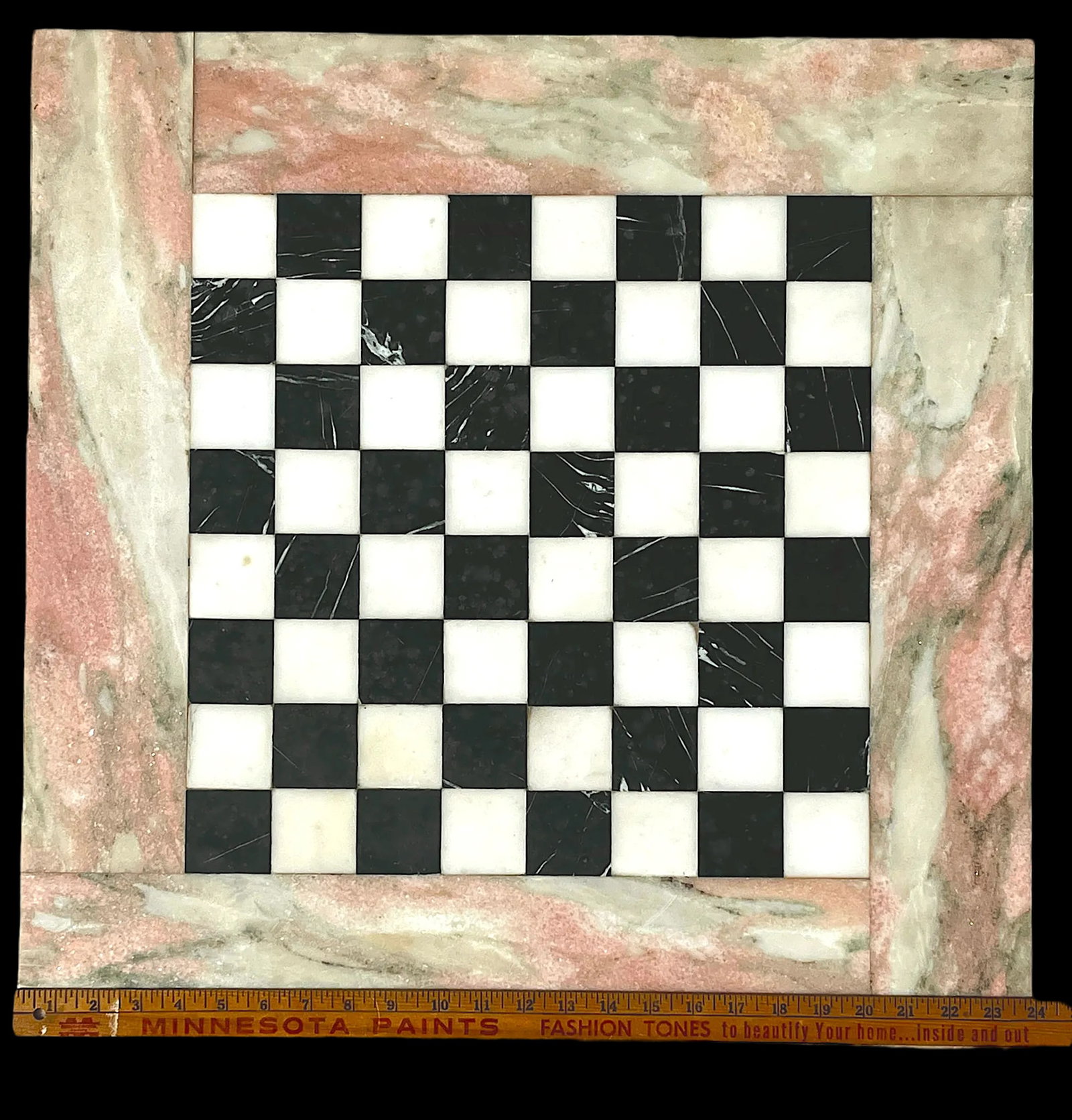 1960s Pink White and Black Marble Checkerboard Tabletop – Square - 7