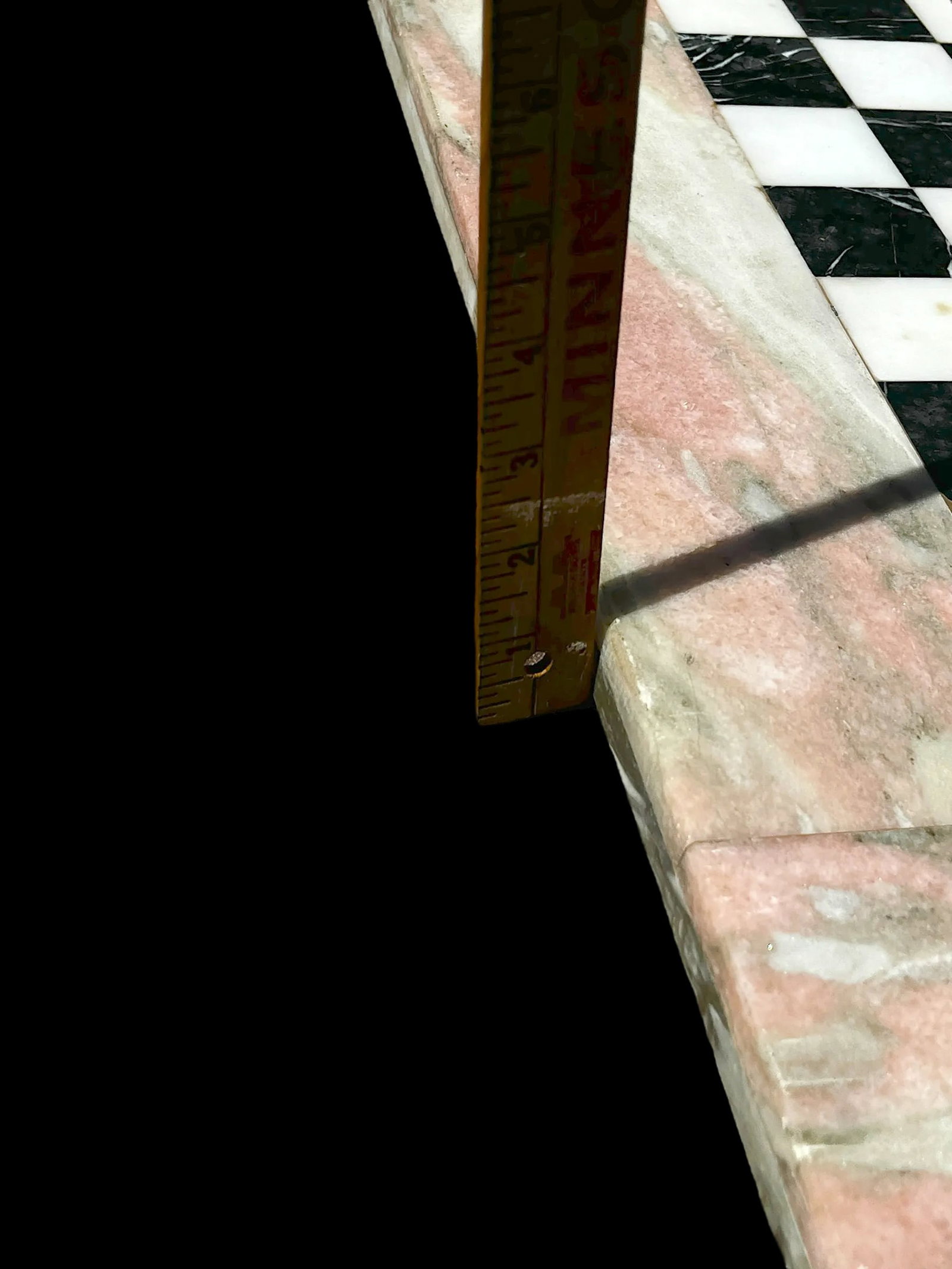 1960s Pink White and Black Marble Checkerboard Tabletop – Square - 8