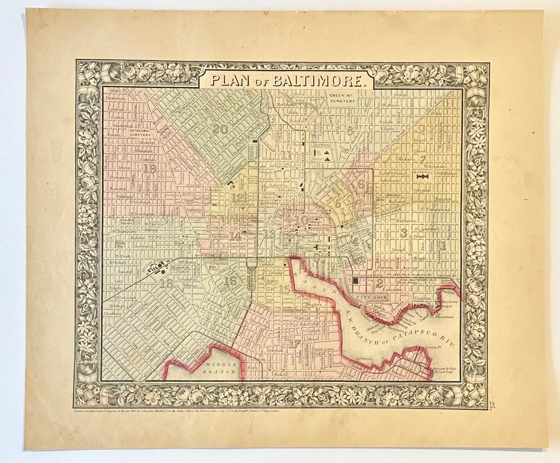 Baltimore, Original Engraving by Samuel Mitchell, 1863 - 3