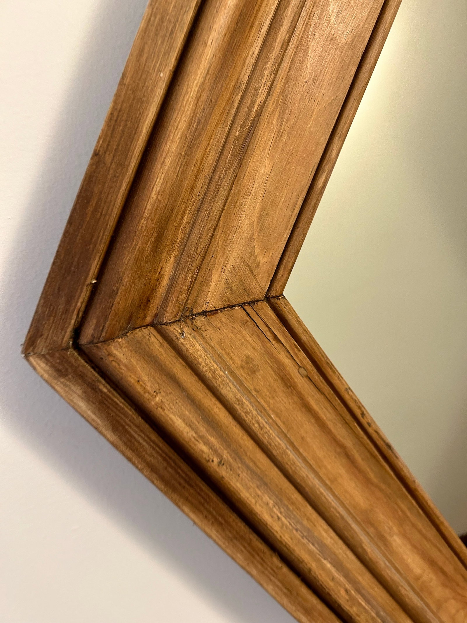 Handmade Hexagon Beveled Yellow Pine Framed Wall Mirror - 3