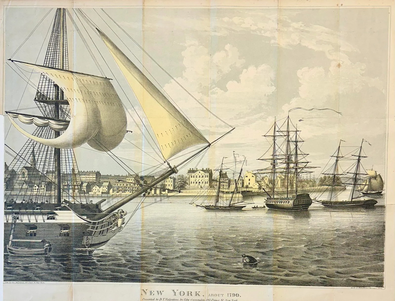 New York City Harbor Original Lithograph by George Hayward, 1862 - 3
