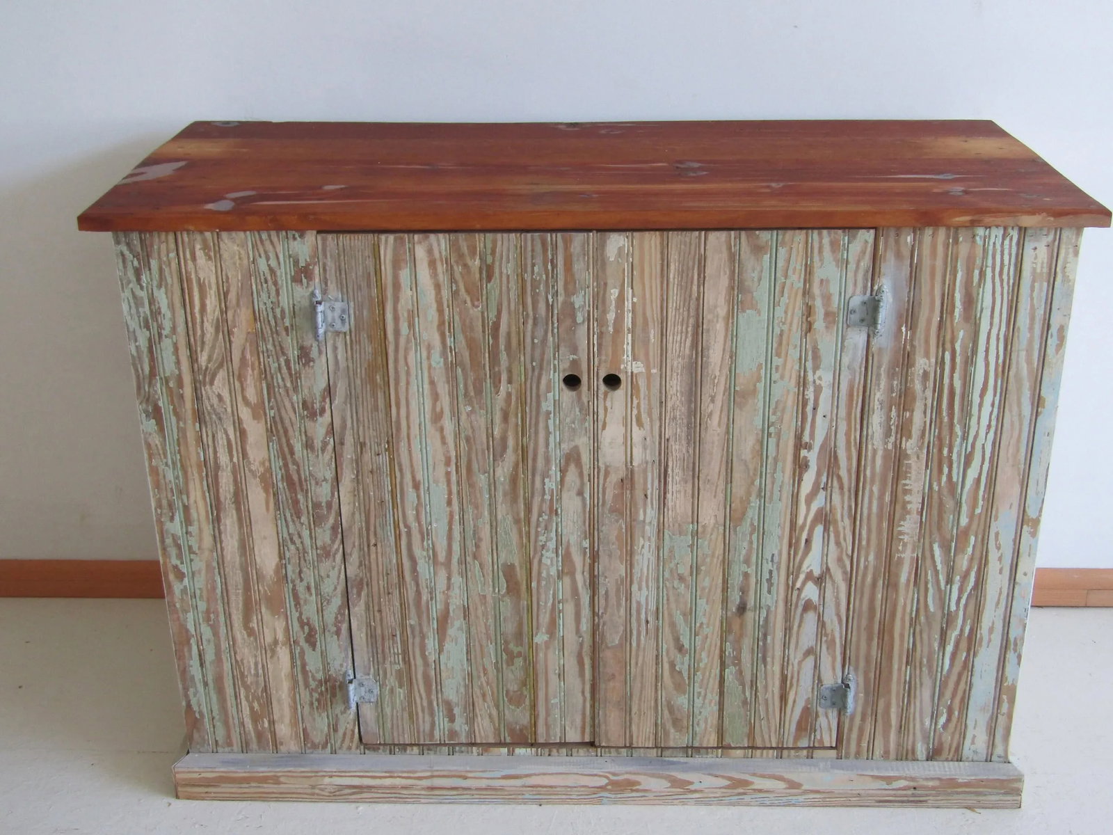 Coastal / Farmhouse Distressed Wood Cabinet Set of 2 - 8