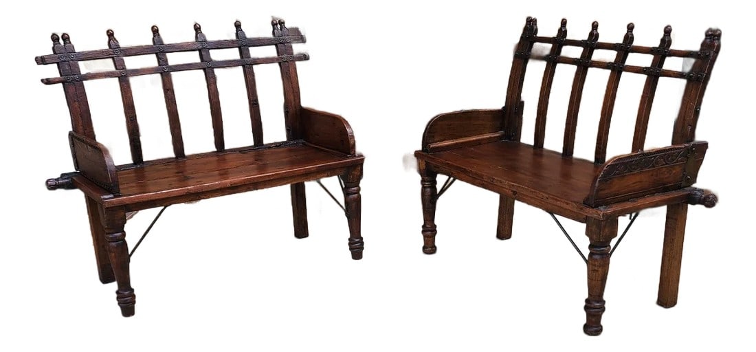 Antique Bench From India: Stunning very unusual bench from India with amazing details and patina. Condition: Alterations: Original Condition Unaltered Imperfections: Some Imperfections Condition Notes: Excellent condition wond