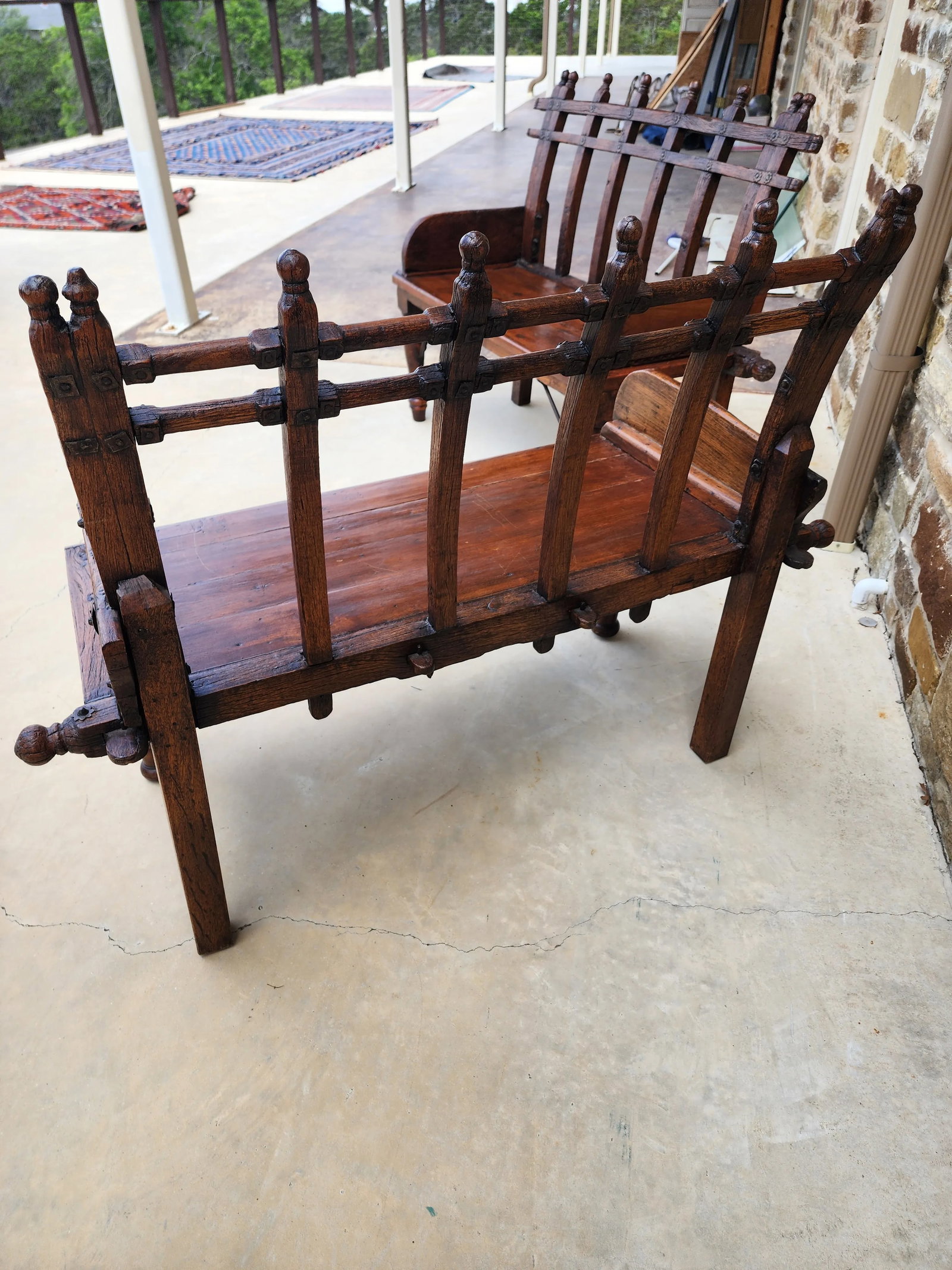 Antique Bench From India - 4