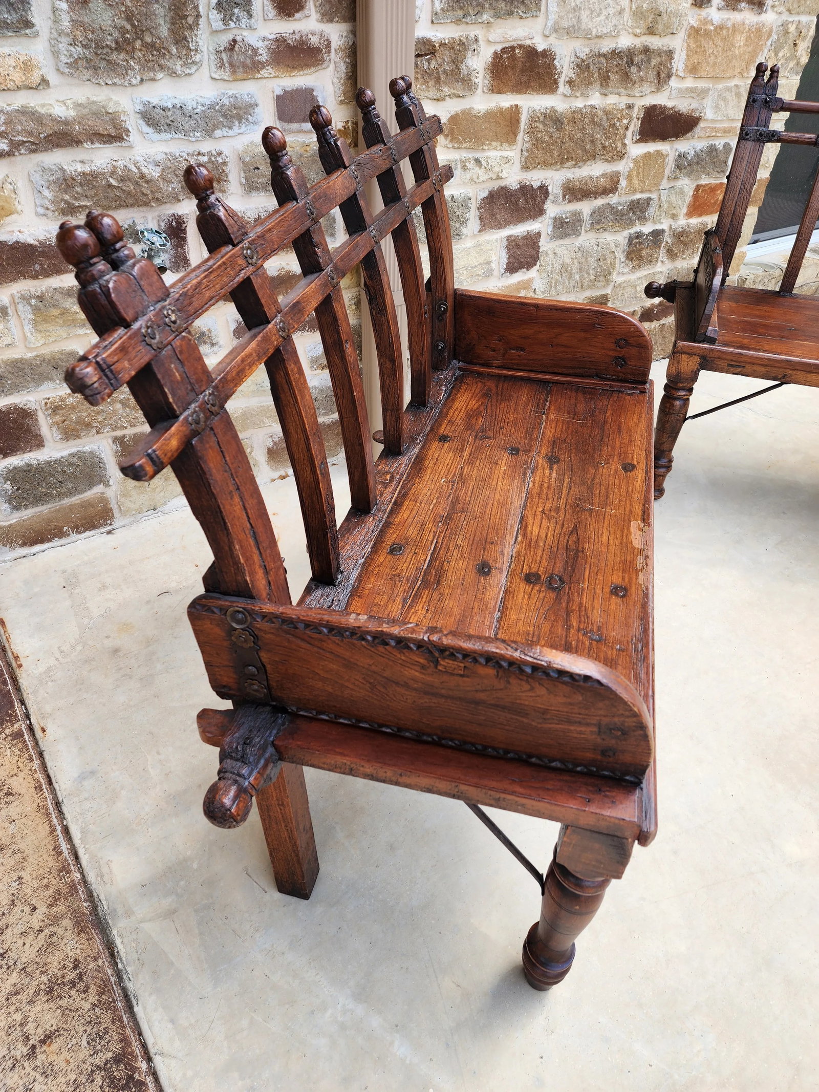 Antique Bench From India - 6