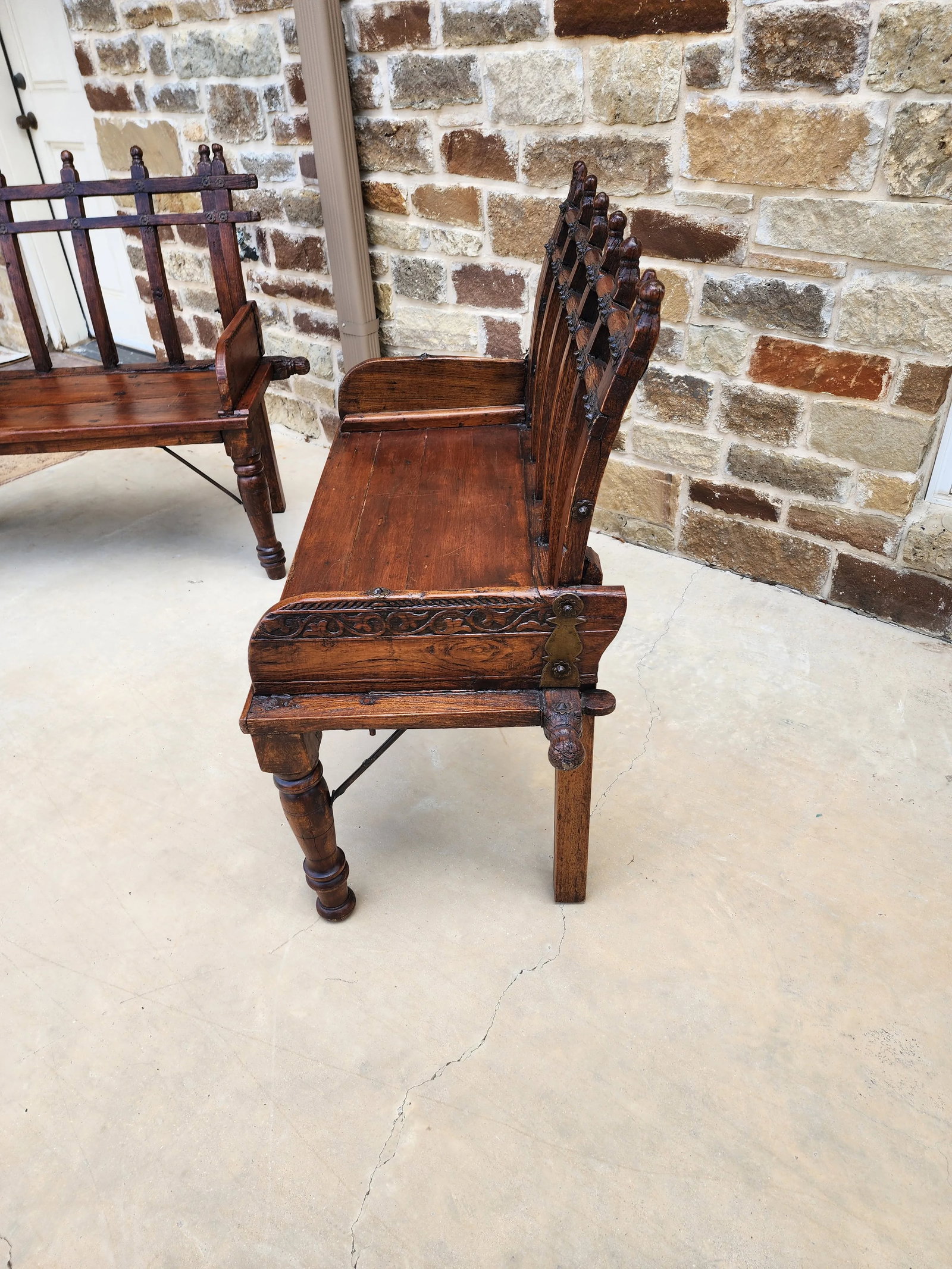 Antique Bench From India - 7