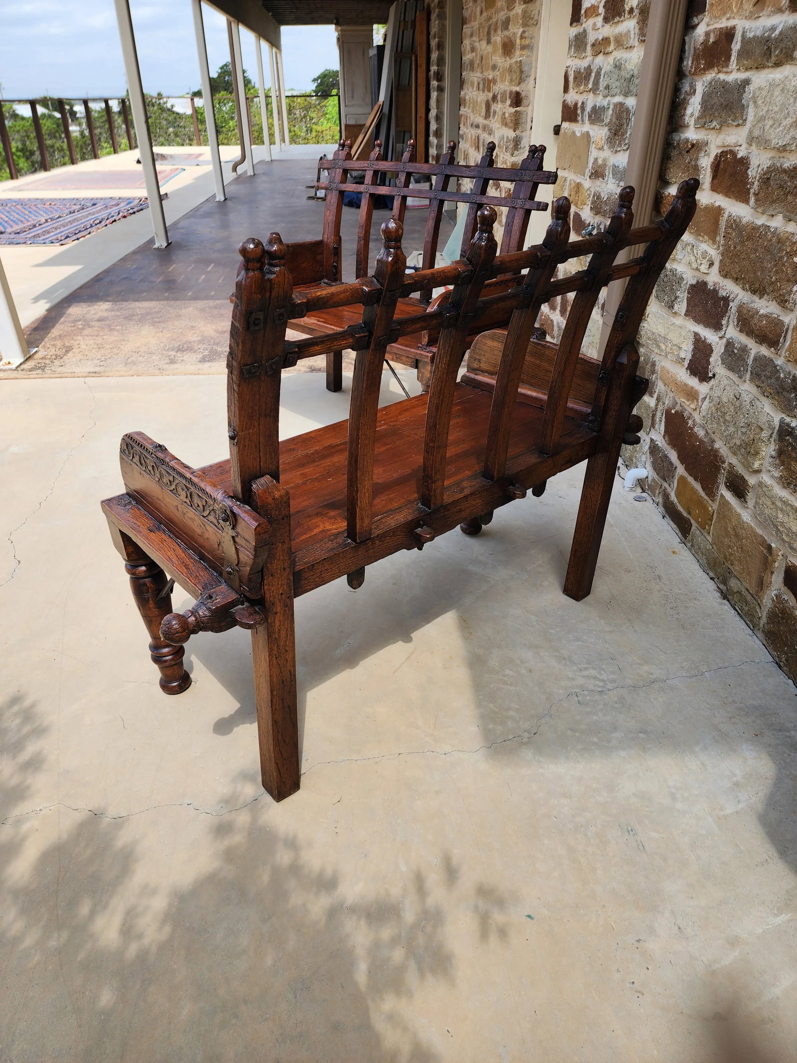 Antique Bench From India - 9