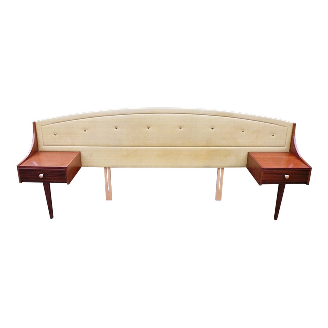 1960s Mid-Century Modern Teak Headboard With Built-in Nightstands – Danish Style King/Queen (1 of 7)