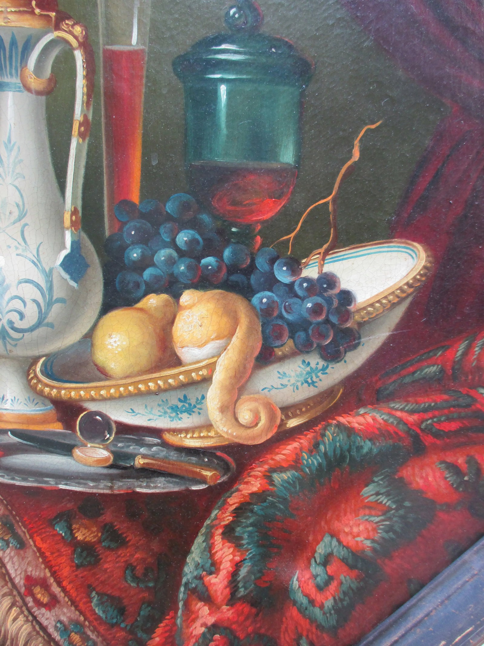 Antique Still-Life Oil on Octagon Canvas Unsigned Circa 1900 - 4