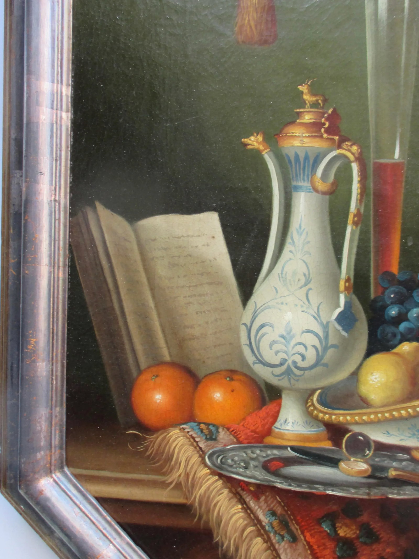 Antique Still-Life Oil on Octagon Canvas Unsigned Circa 1900 - 5