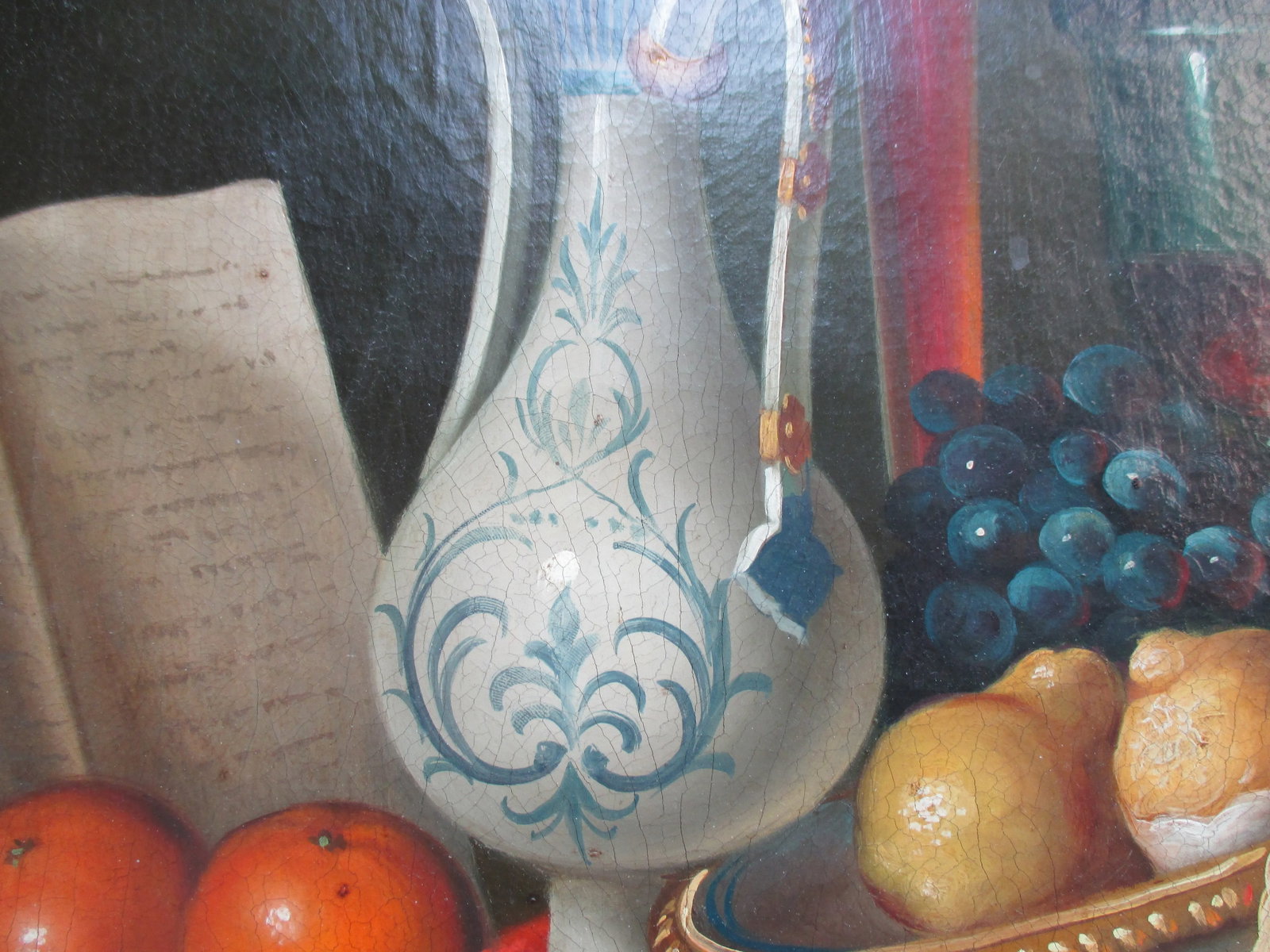 Antique Still-Life Oil on Octagon Canvas Unsigned Circa 1900 - 8