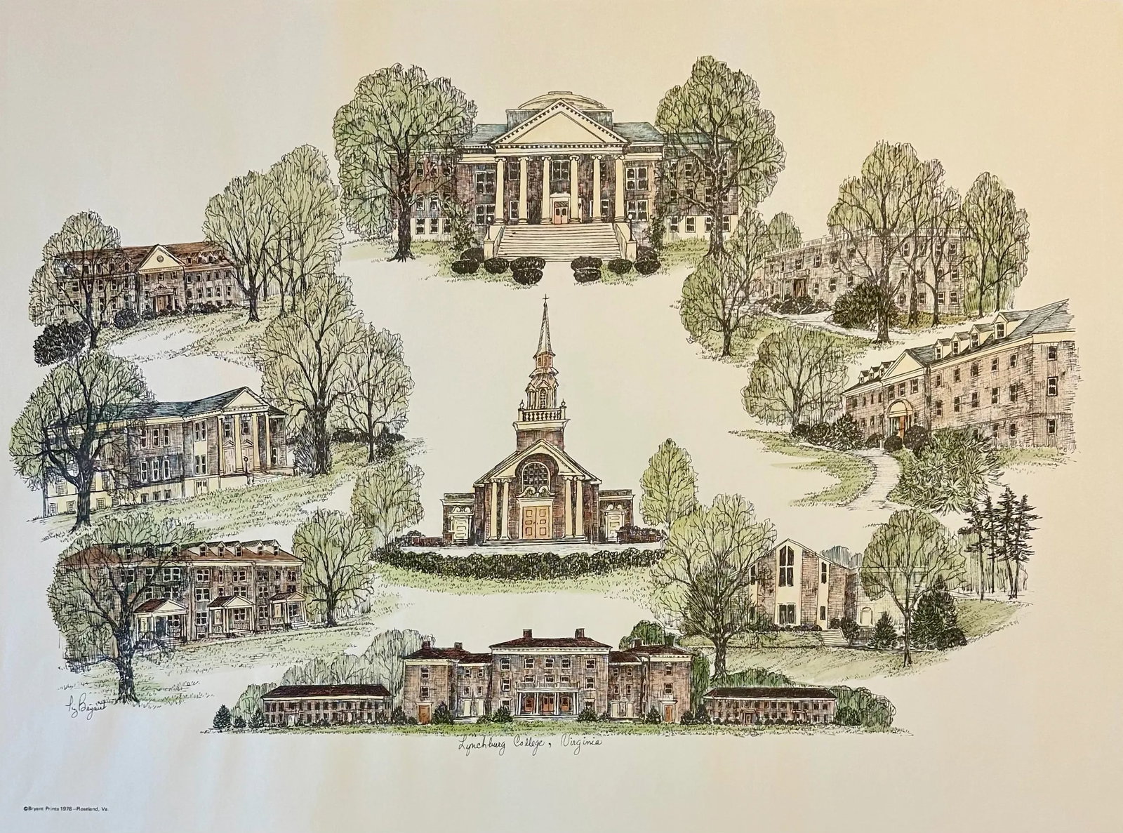Lynchburg College Print by Liz Bryant - 3