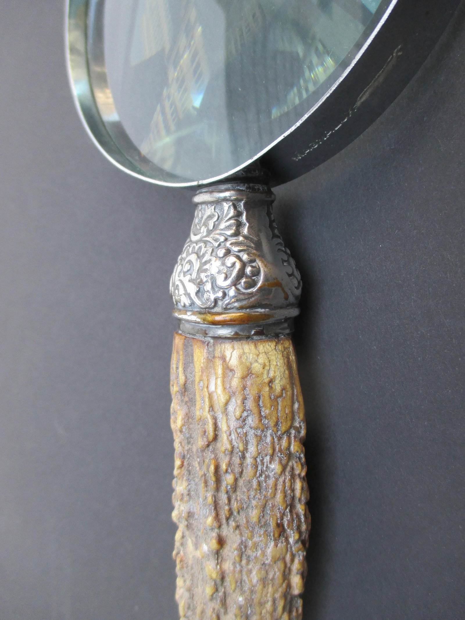 Vintage Stag-Handle and Sterling Silver Magnifier Glass. - 2