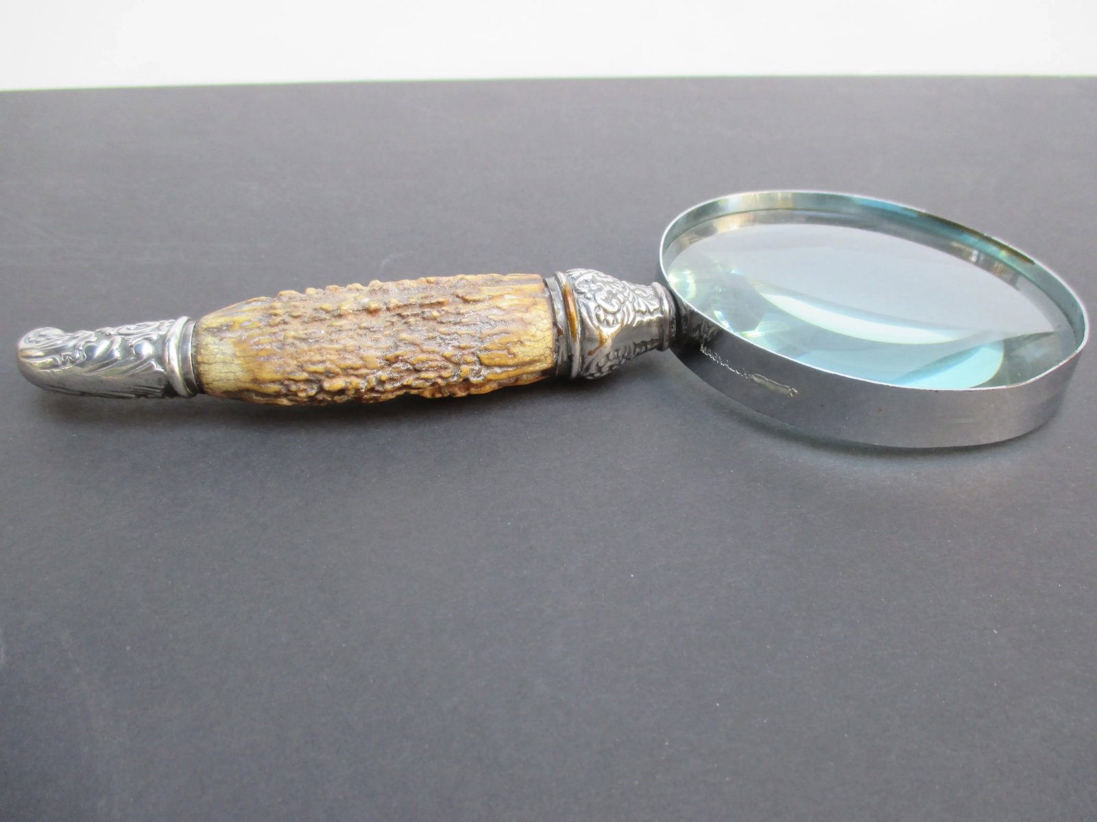 Vintage Stag-Handle and Sterling Silver Magnifier Glass. - 5