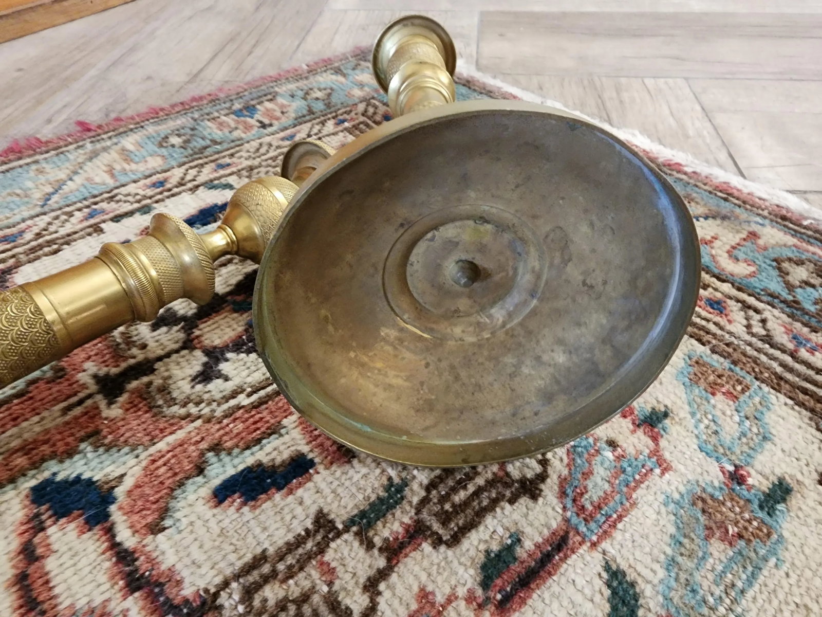 Pair of French Empire Brass Candlesticks - 3