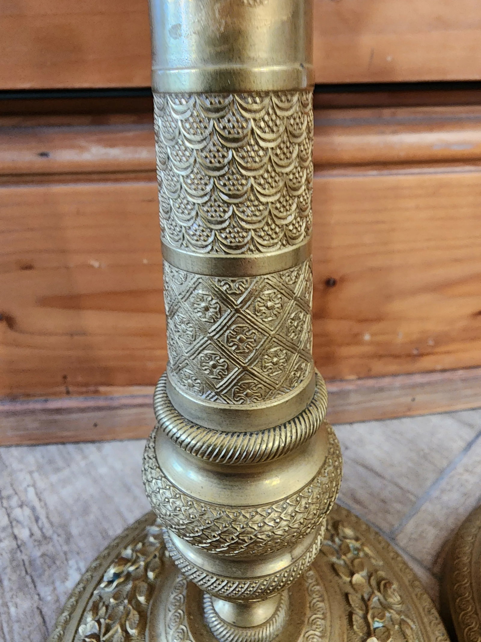 Pair of French Empire Brass Candlesticks - 4