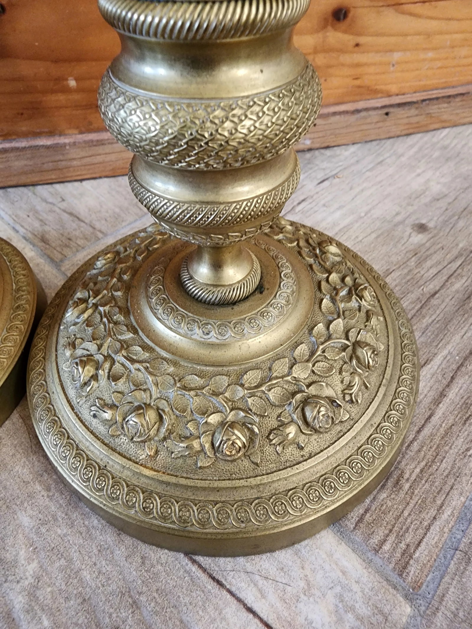 Pair of French Empire Brass Candlesticks - 9