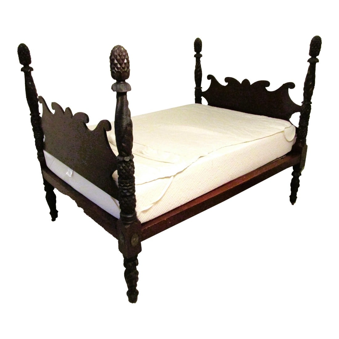 Federal Mahogany Full Size Pineapple and Acanthus Leaf Carved Four Poster Bed (1 of 7)