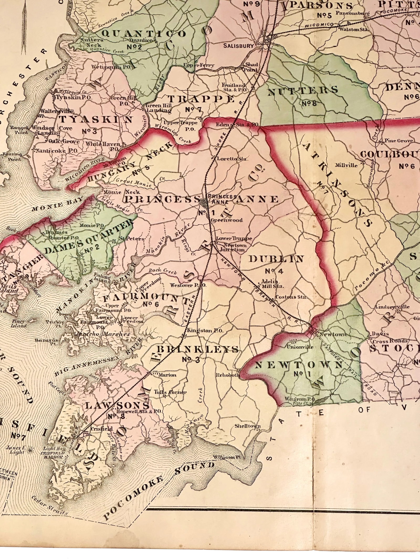 Maryland: Wicomico, Somerset & Worcester Counties Original Map, 1877 - 2