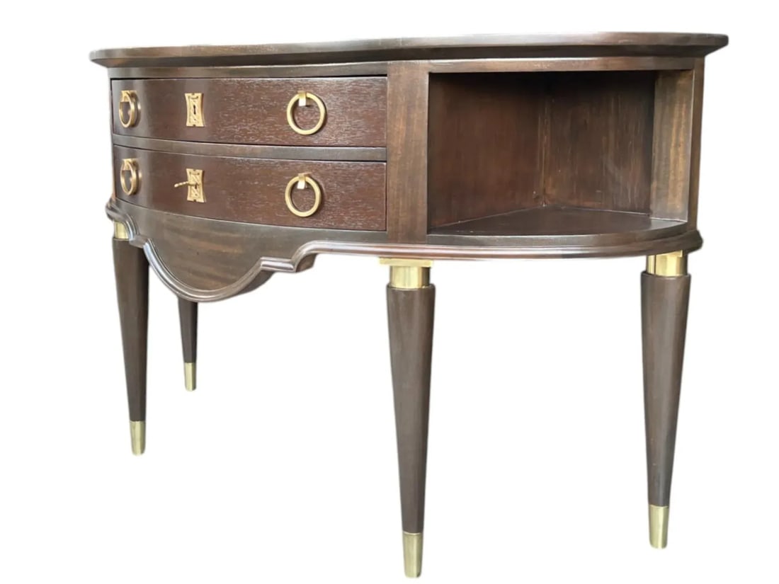French Antique Demi-Lune Server in Walnut With Brass Ormolu Accents - 10