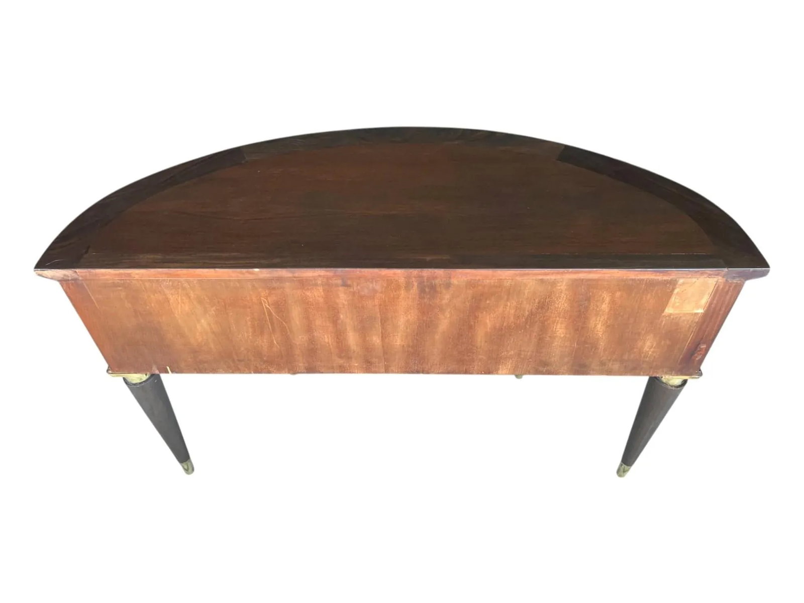French Antique Demi-Lune Server in Walnut With Brass Ormolu Accents - 12