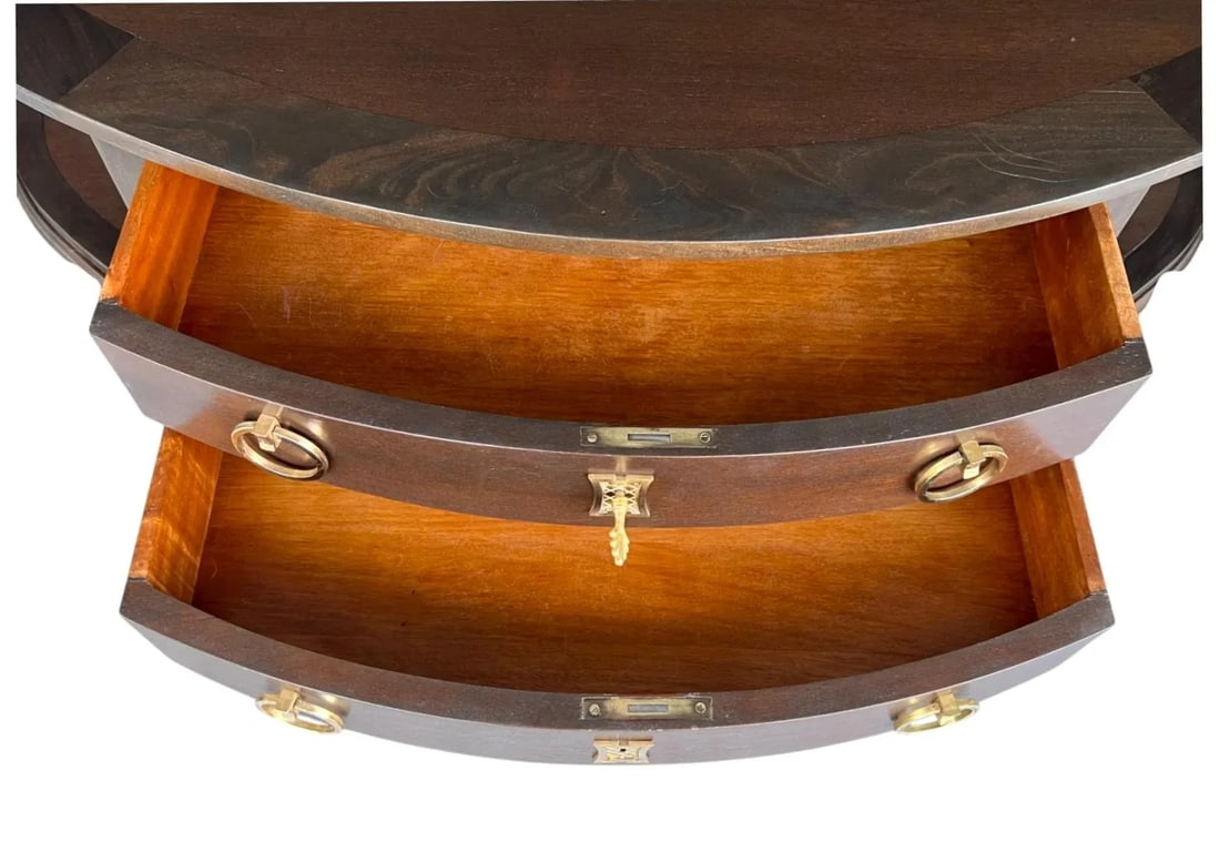 French Antique Demi-Lune Server in Walnut With Brass Ormolu Accents - 8
