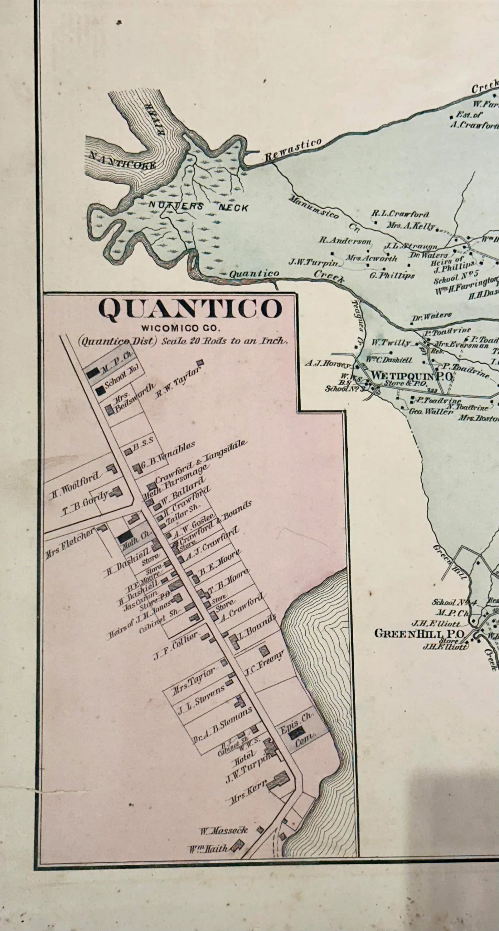 Quantico, Upper Ferry & Greenhill Maryland (Wicomico County) Map, 1877 - 3