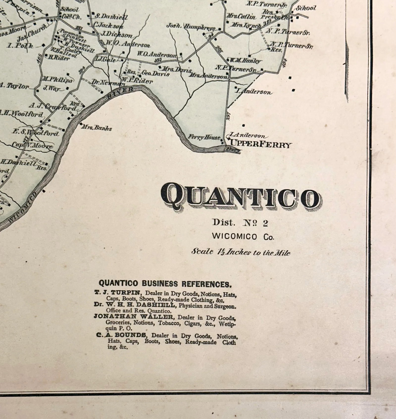 Quantico, Upper Ferry & Greenhill Maryland (Wicomico County) Map, 1877 - 6