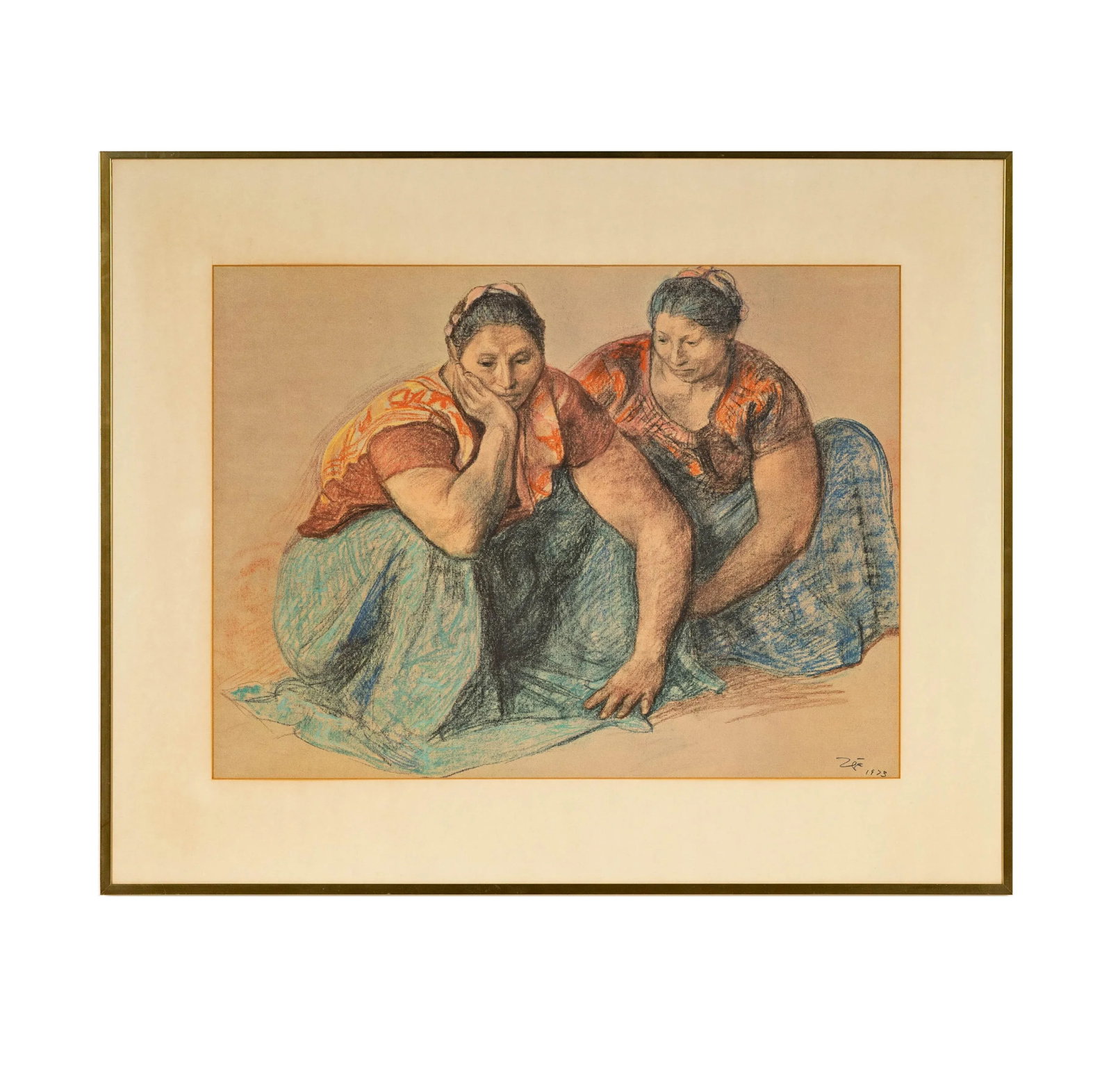 Vintage "Two Woman Kneeling" After Francisco Zuniga, Framed - 9