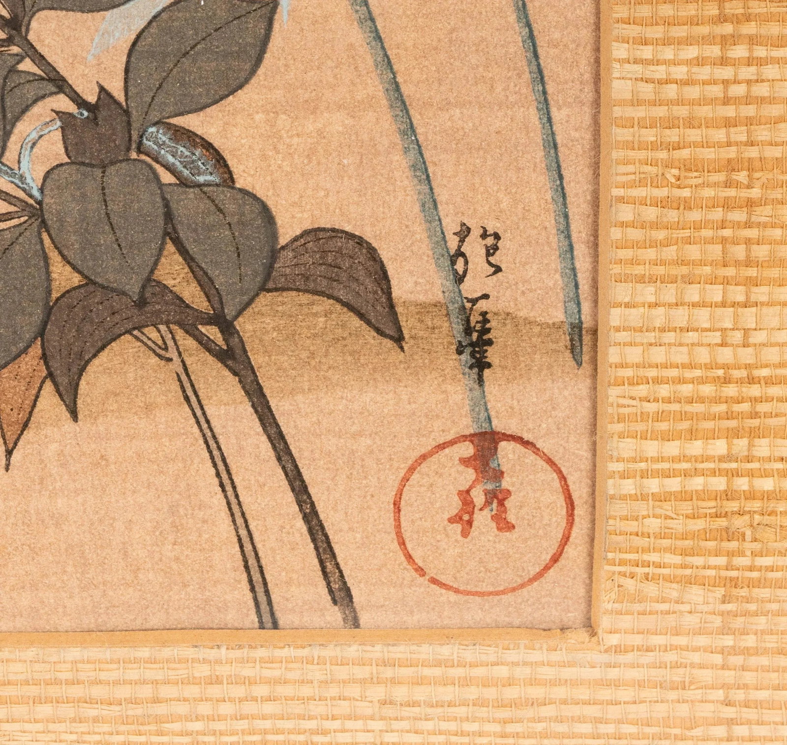 Vintage Japanese Woodblock Prints 'Autumnal Flowers and Rooster' by Hoshin Ishigaki, a Pair - 3