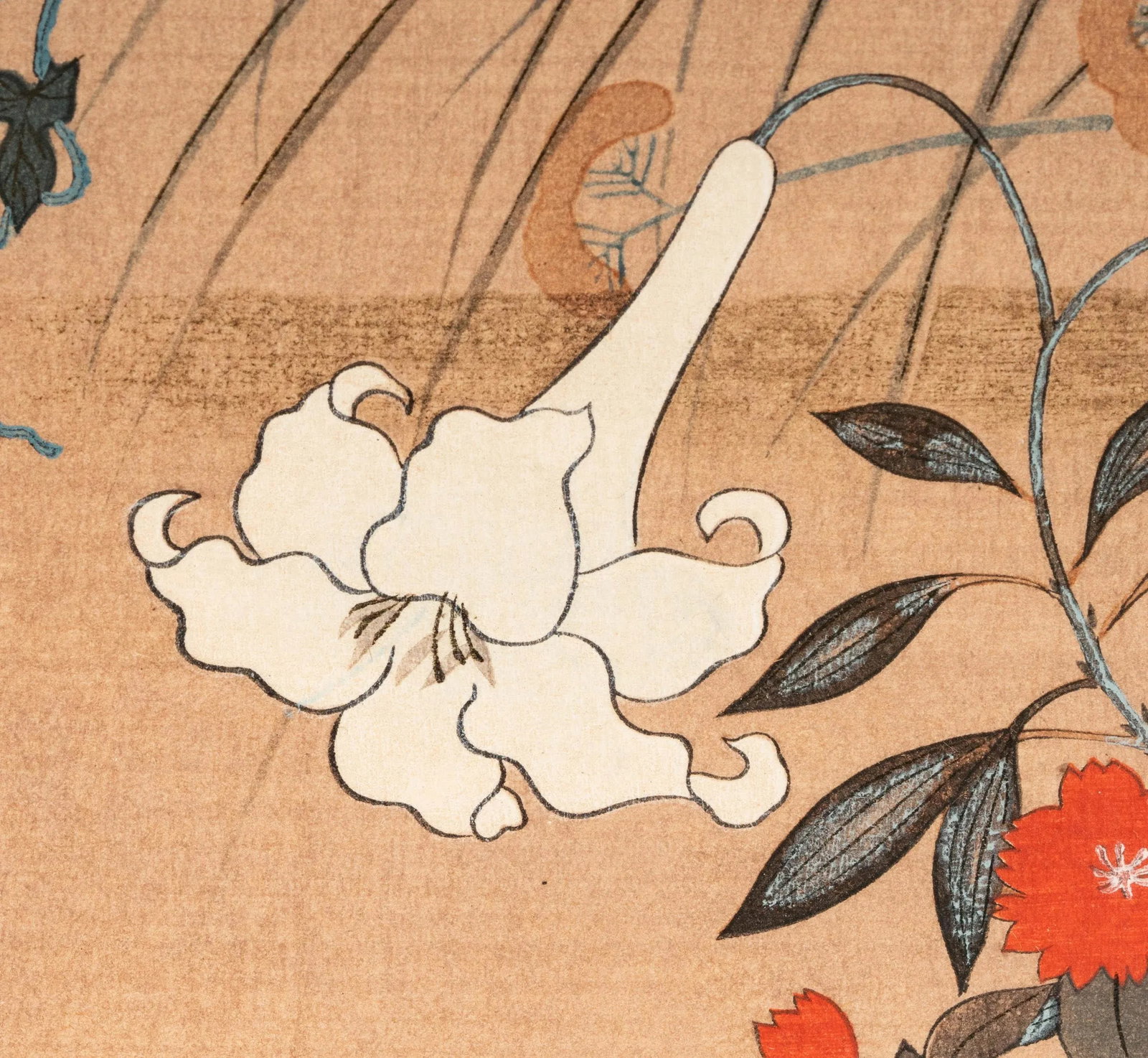 Vintage Japanese Woodblock Prints 'Autumnal Flowers and Rooster' by Hoshin Ishigaki, a Pair - 8