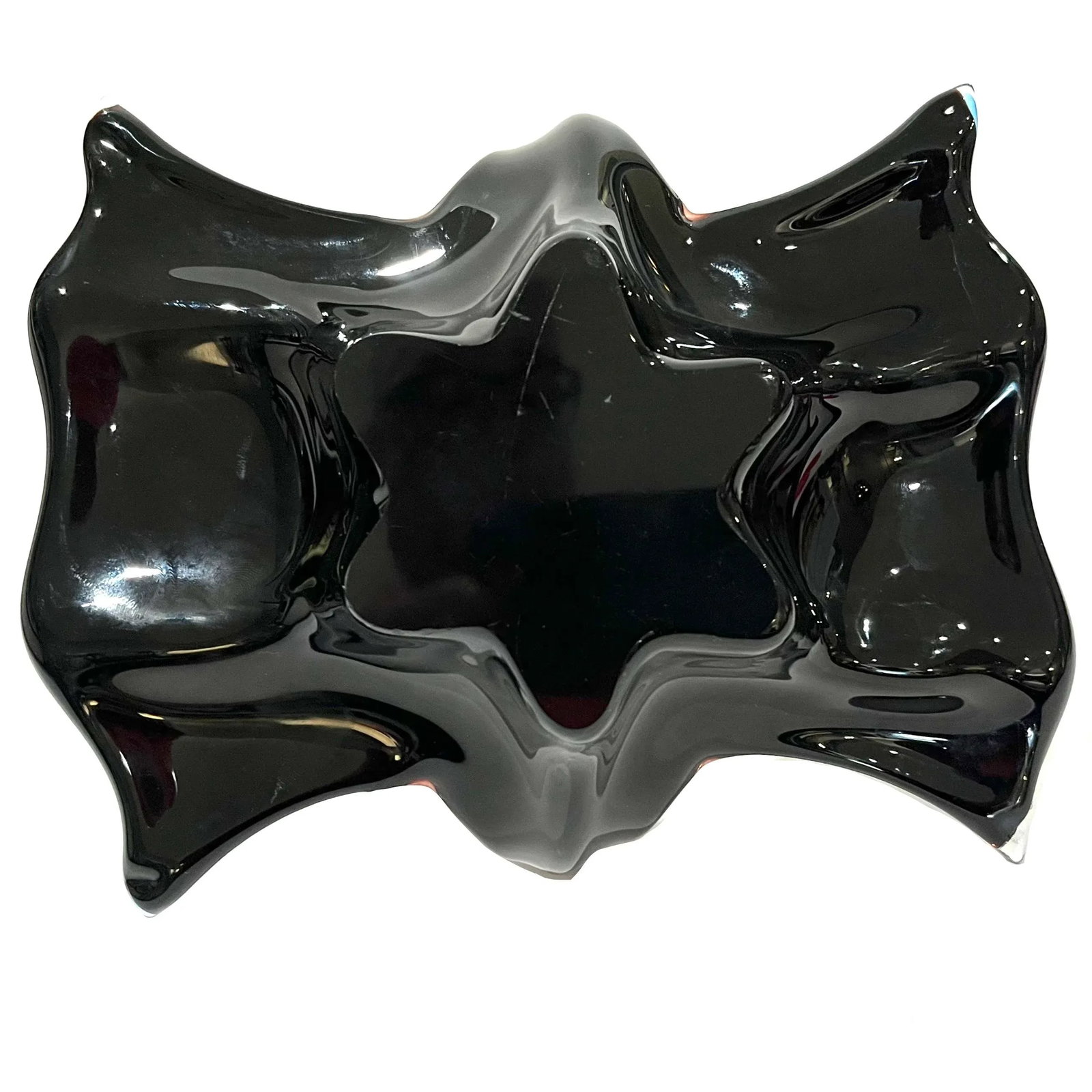 Mid-Century Modern Murano Attributed Black "Tutti Frutti" Glass Basket With Handle - 10