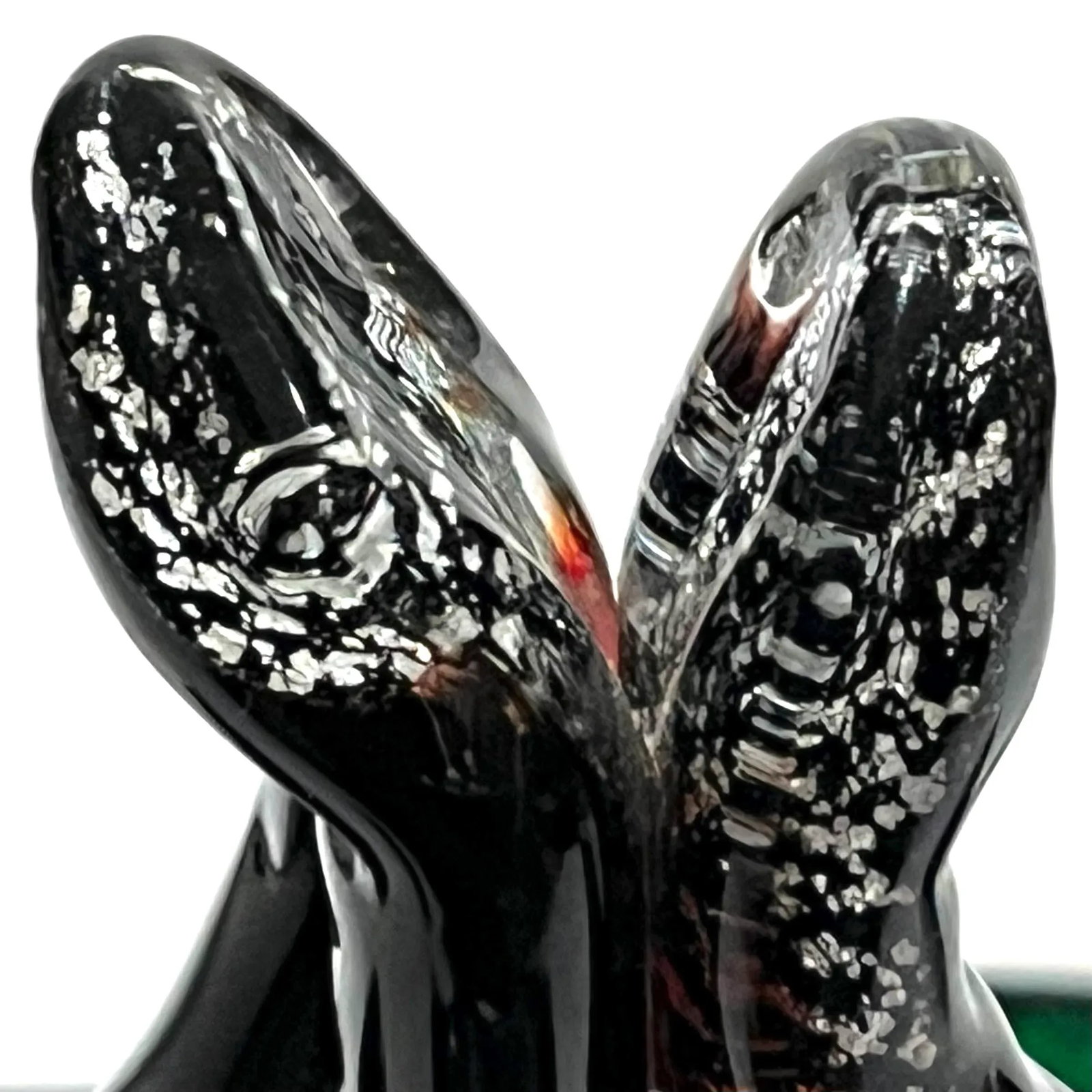 Mid-Century Modern Murano Attributed Black "Tutti Frutti" Glass Basket With Handle - 8