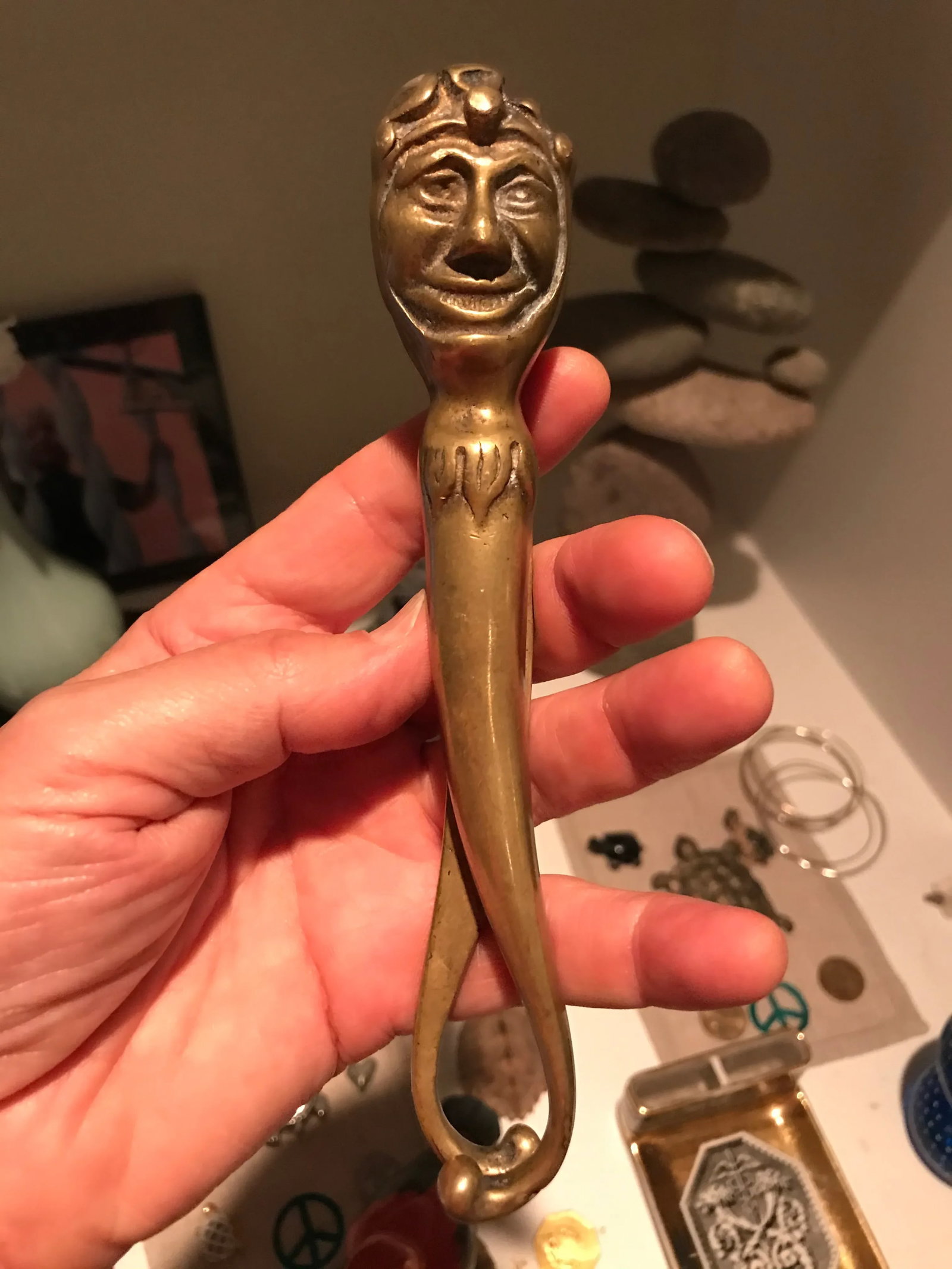 Vintage 1940s Brass Court Jester Nutcracker - 8