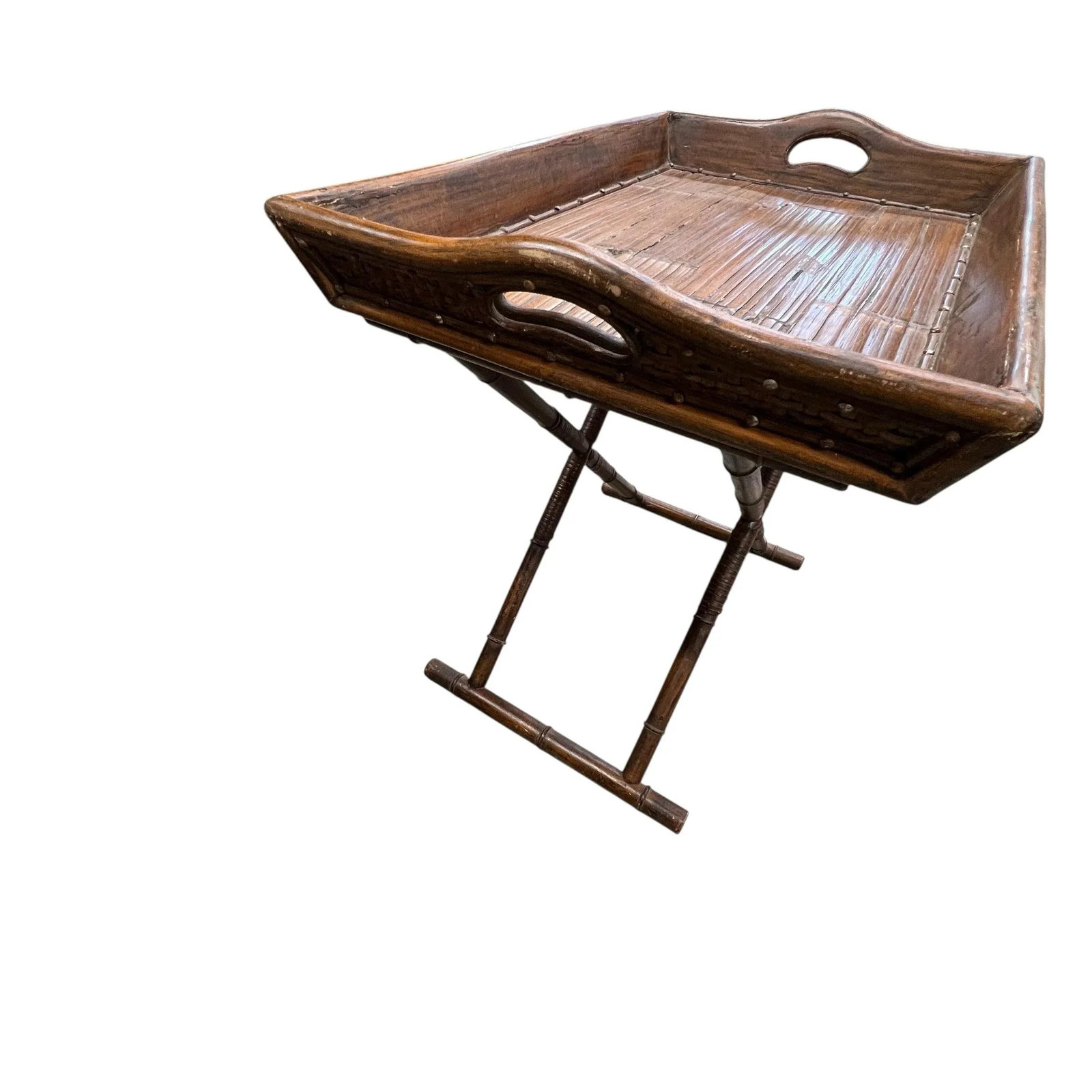 Bamboo and Rattan Collapsable Tray Table - 10