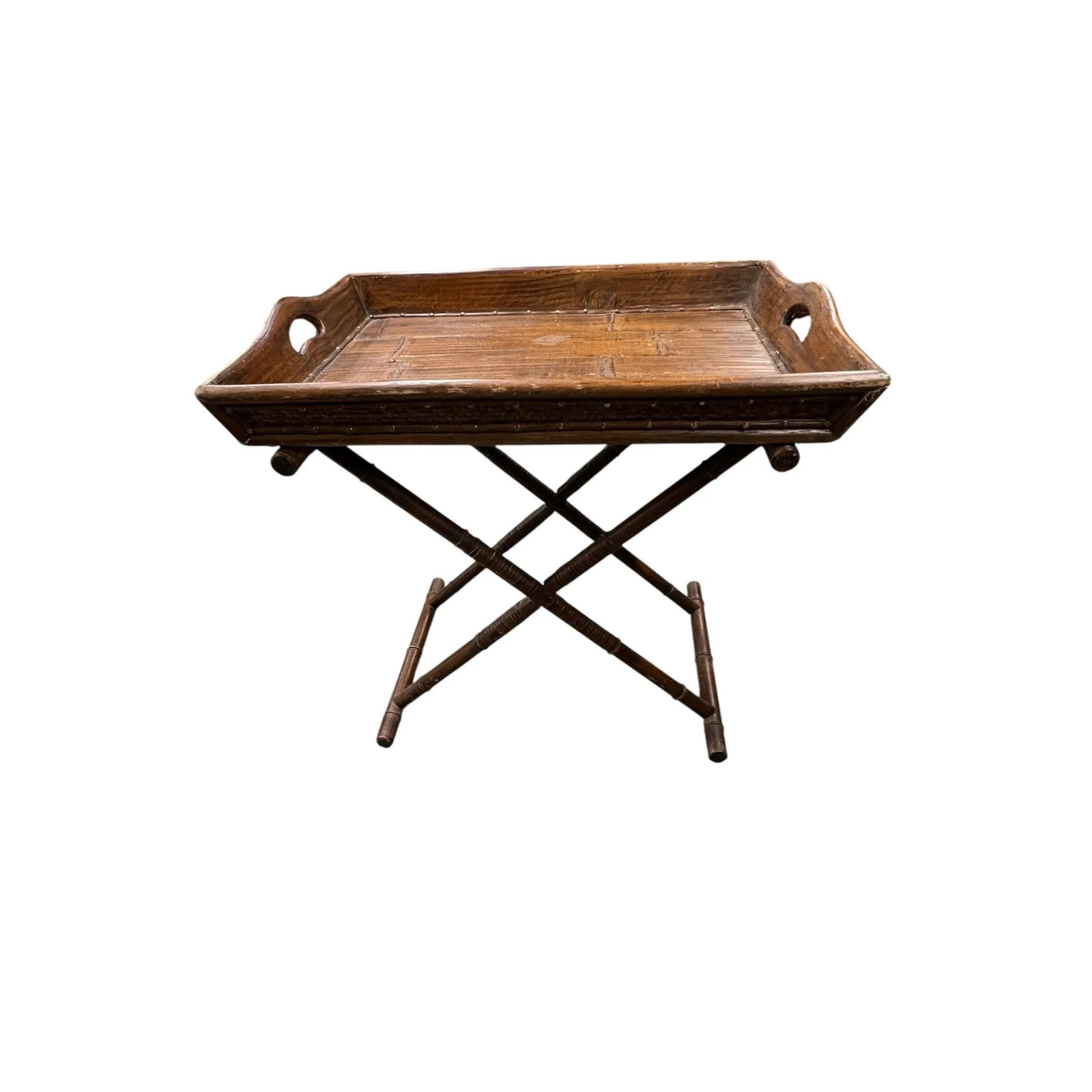 Bamboo and Rattan Collapsable Tray Table - 2