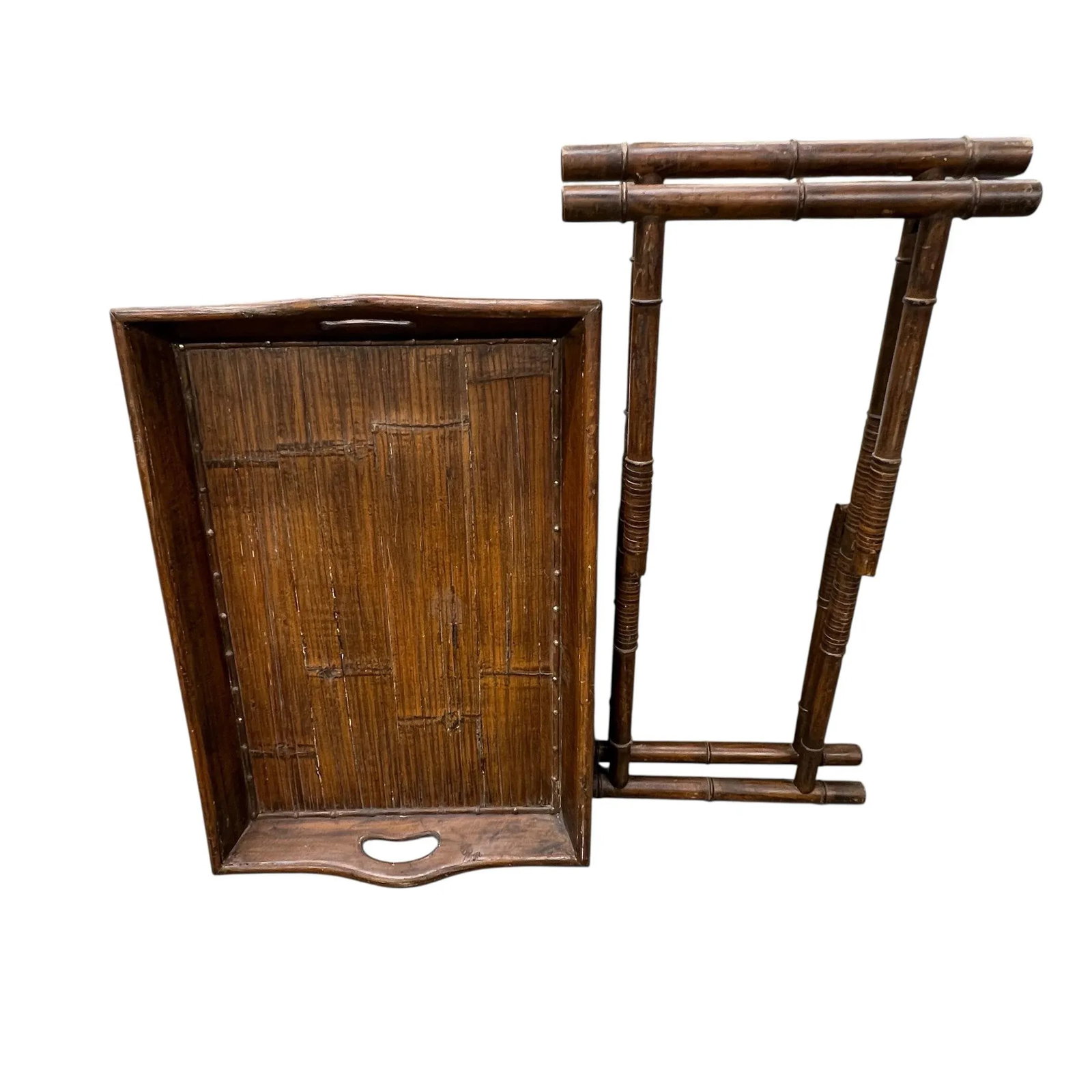 Bamboo and Rattan Collapsable Tray Table - 3