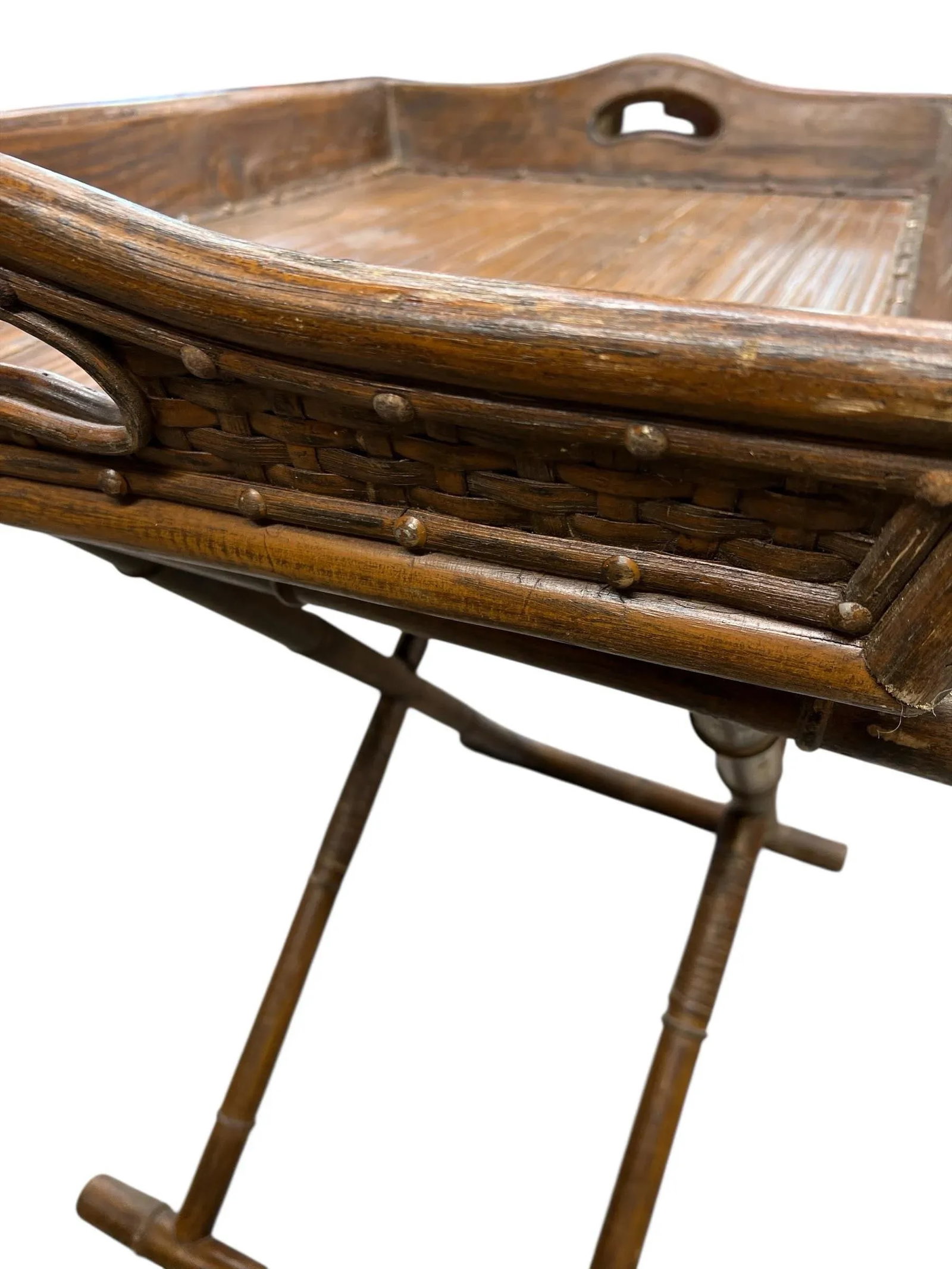 Bamboo and Rattan Collapsable Tray Table - 6