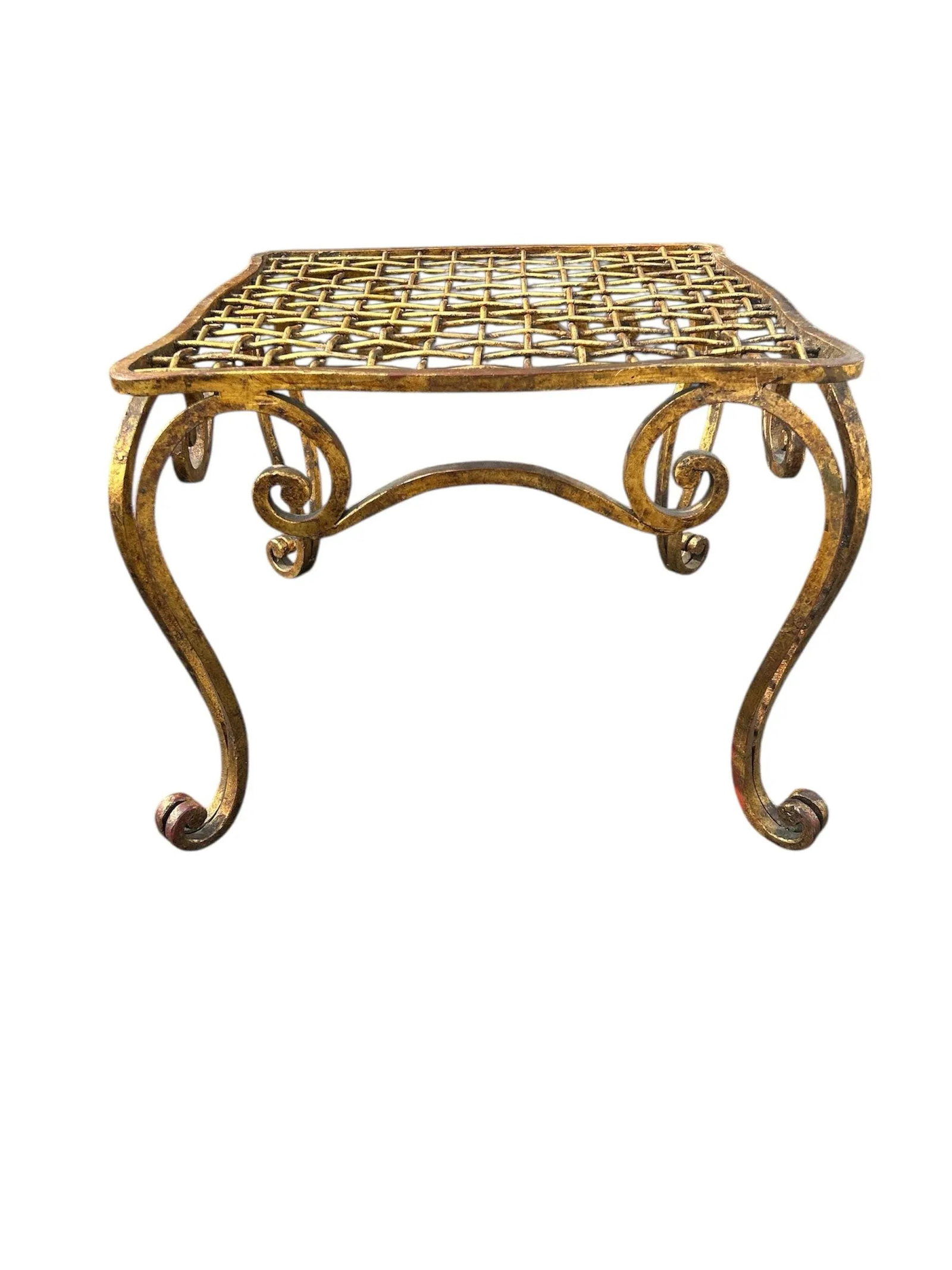 Mid 20th Century French Gilded Garden Ottoman - 4