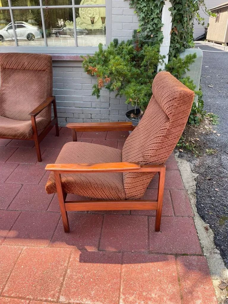 1950s Mid-Century Modern Teak Lounge Chairs With Original Upholstery - Set of 2 - 8