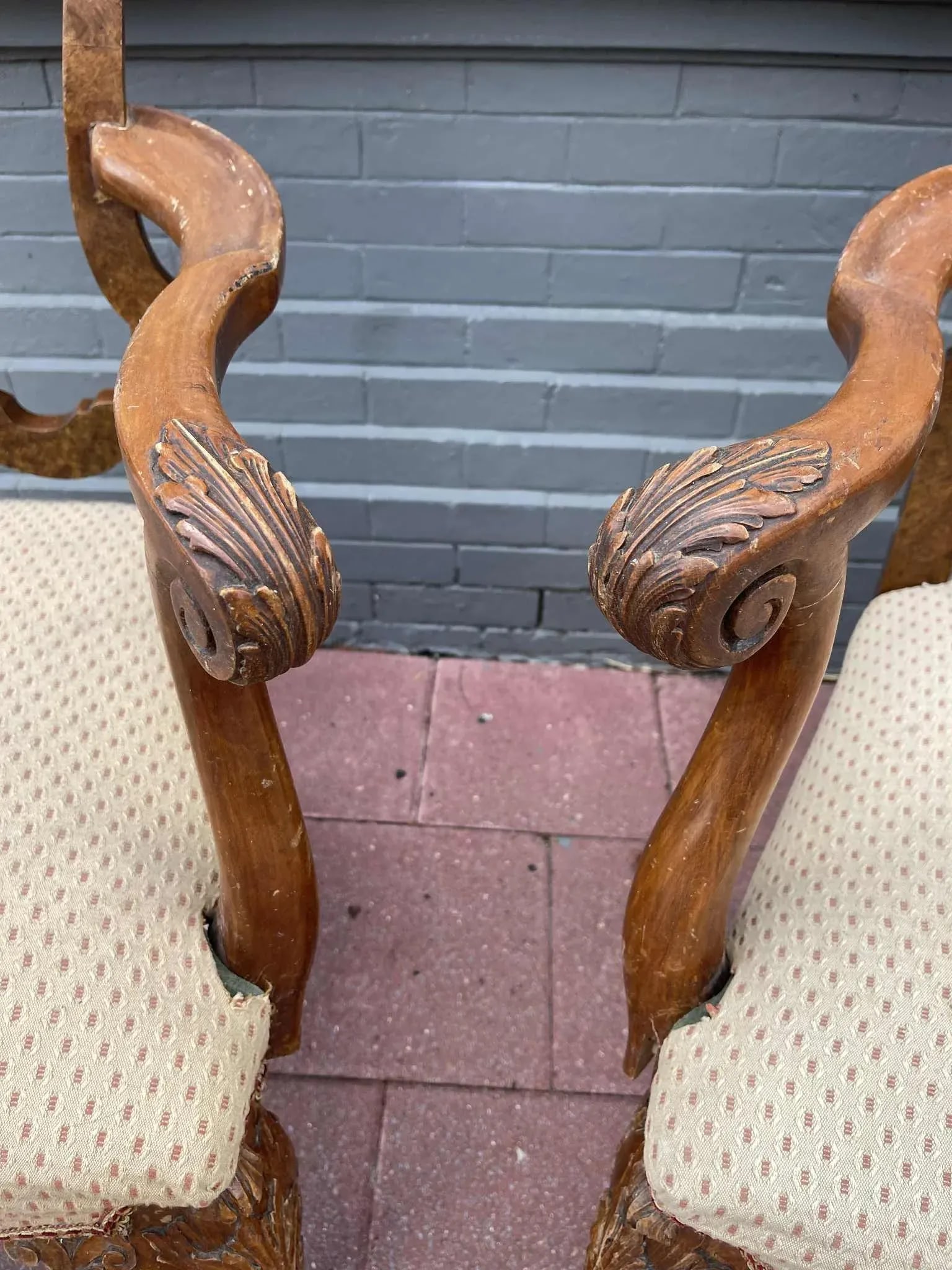 1930s Carved Queen Anne Pair of Armchairs - 3