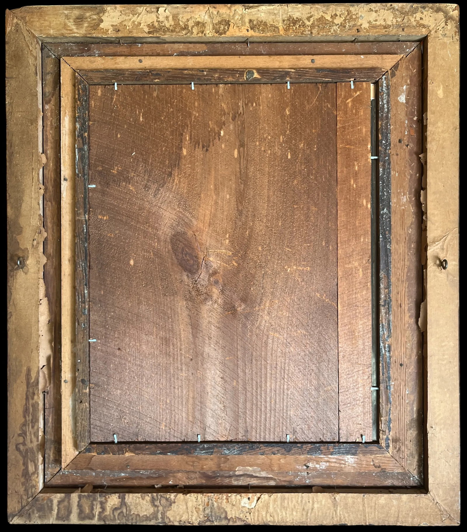 Large 19th Century Antique Wood & Silver Gesso Picture Frame - 8