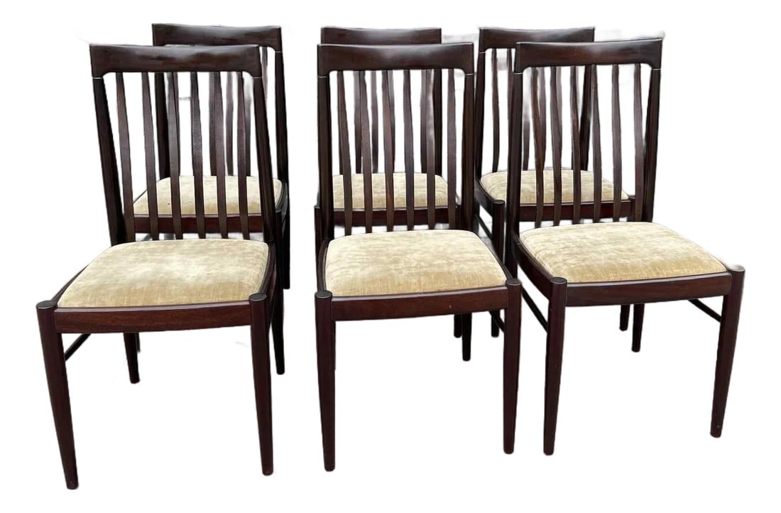 1960s Danish Mid-Century Modern Dining Chairs Set of 6: Elevate your dining space with this stunning set of six authentic Bramin Design dining chairs, a classic example of exceptional Danish Mid-Century Modern craftsmanship. Made in Denmark, these chairs
