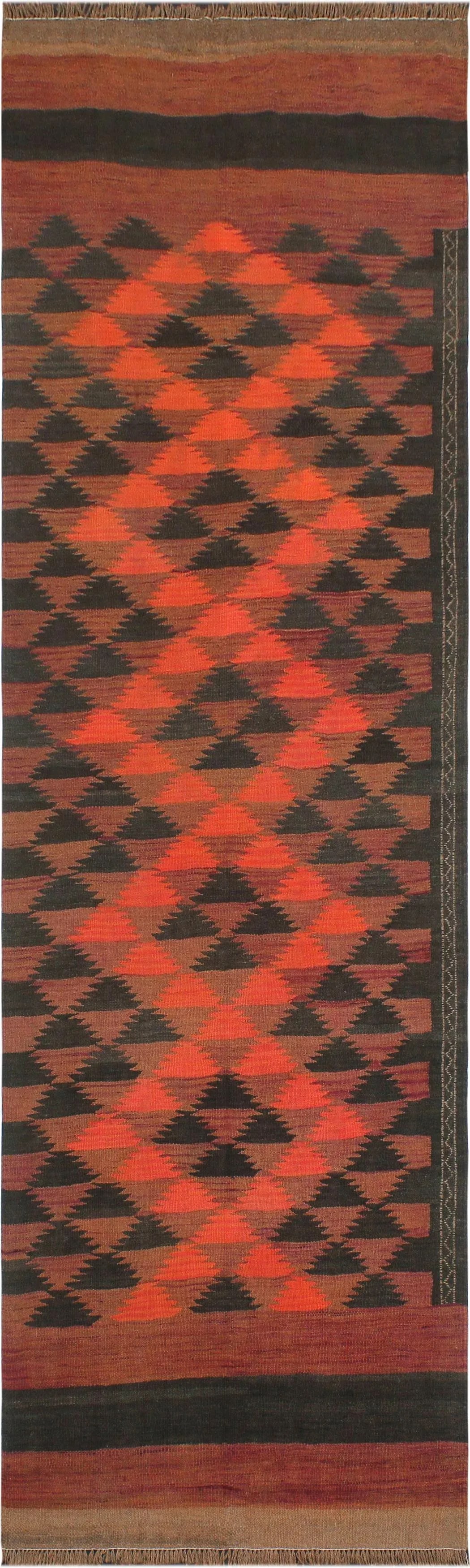 1950s Vintage Kilim Red Orange Hand-Woven Area Rug - 13