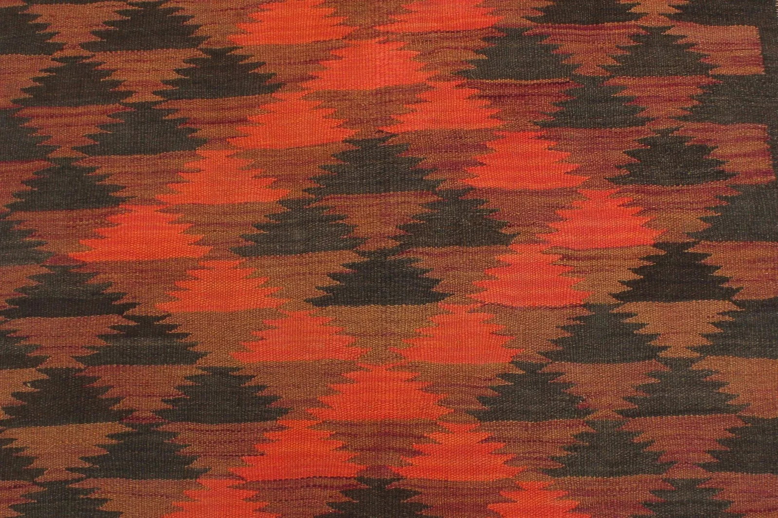 1950s Vintage Kilim Red Orange Hand-Woven Area Rug - 4